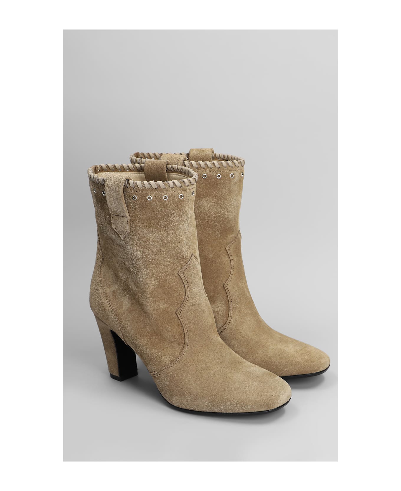 Strategia High Heels Ankle Boots In Camel Suede - Camel