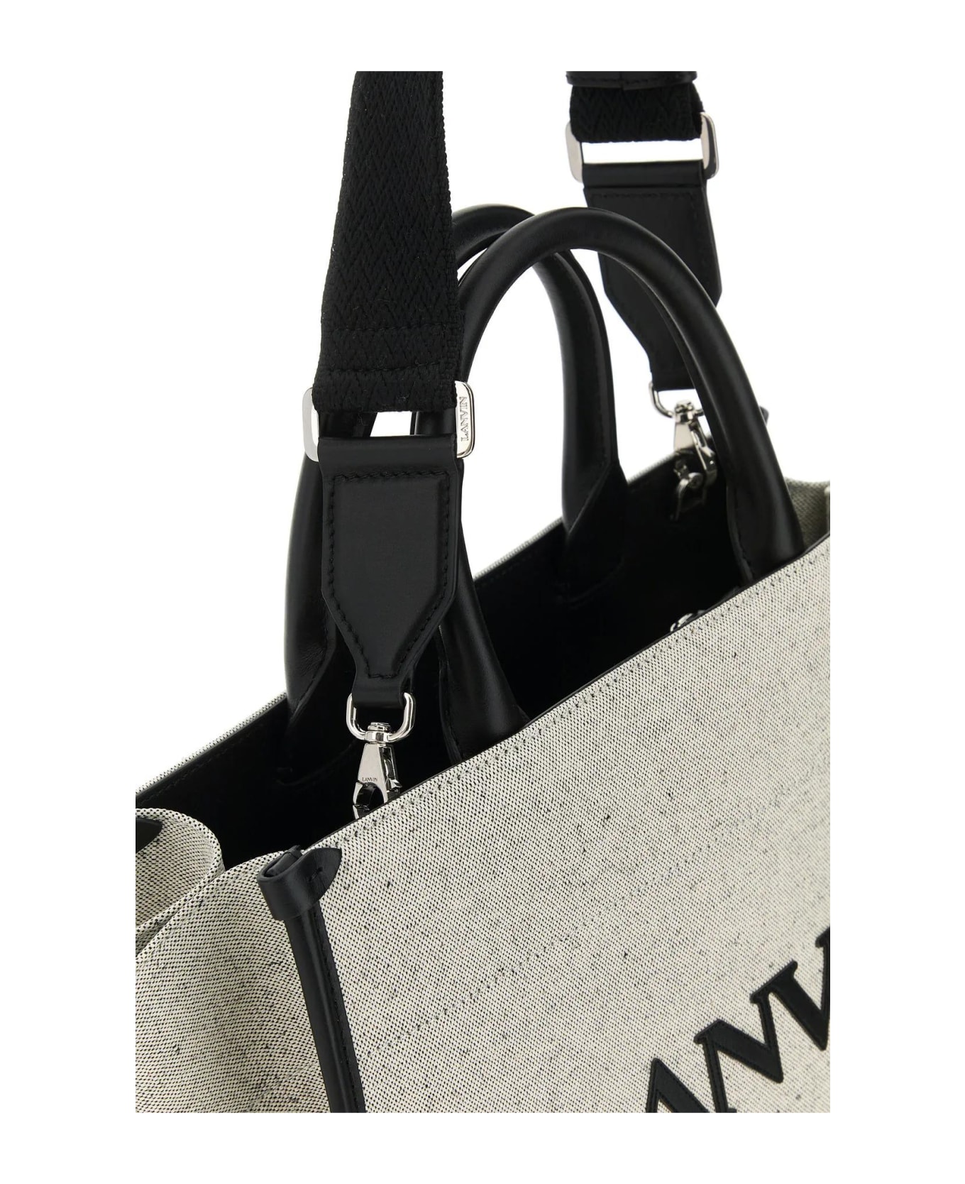 Lanvin Two-tone Canvas Small In & Out Shopping Bag - Beige Black