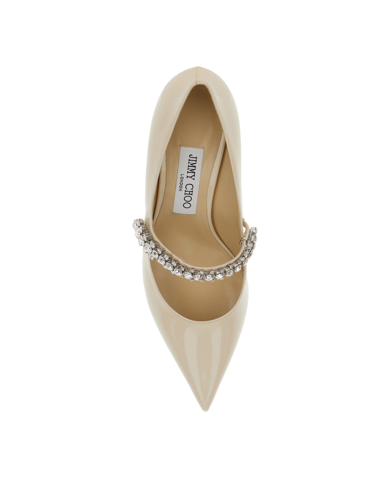 Jimmy Choo 
bing
 White Pumps With Crystal Embellishments And High Cone Heel In Patent Leather Blend Woman - White