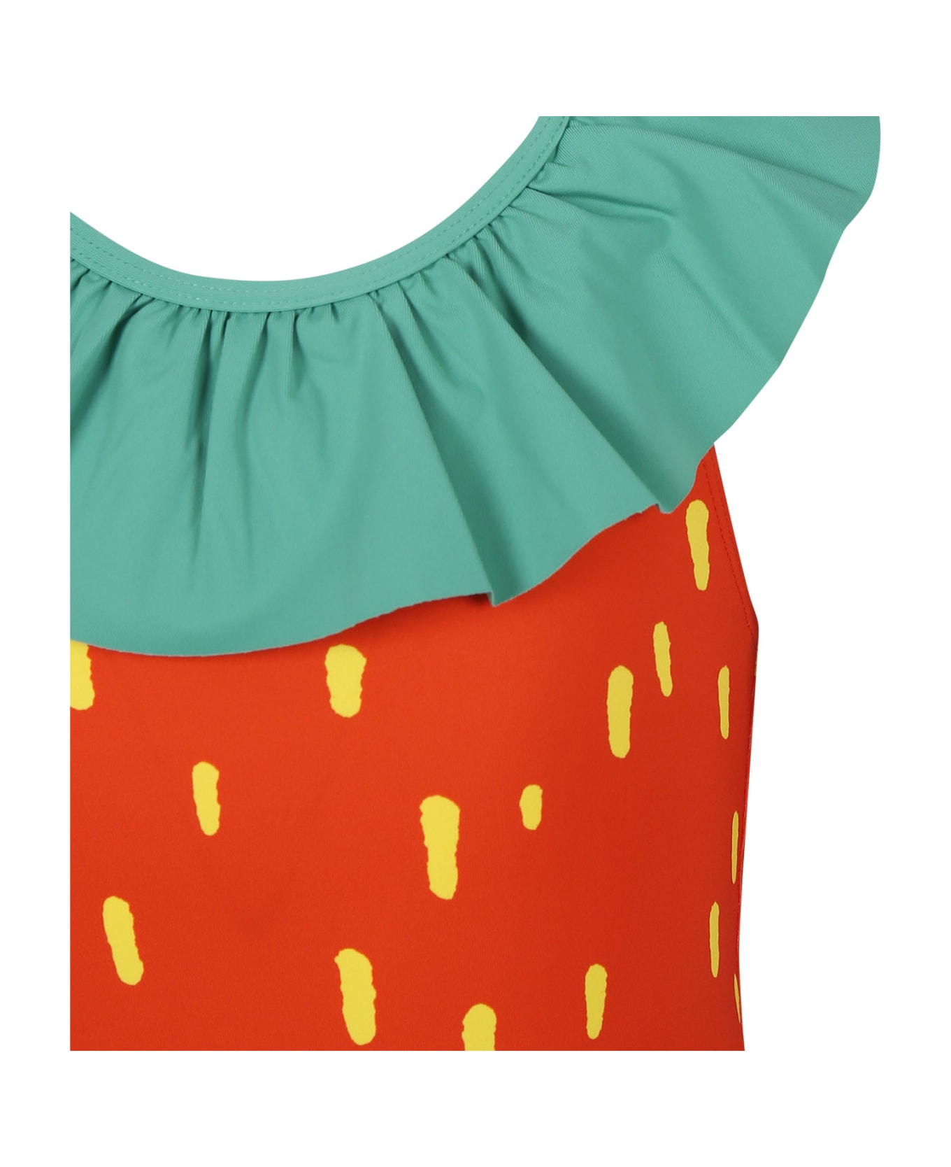 Stella McCartney Kids Red One-piece Swimsuit For Girl With All-over Print - Red 水着