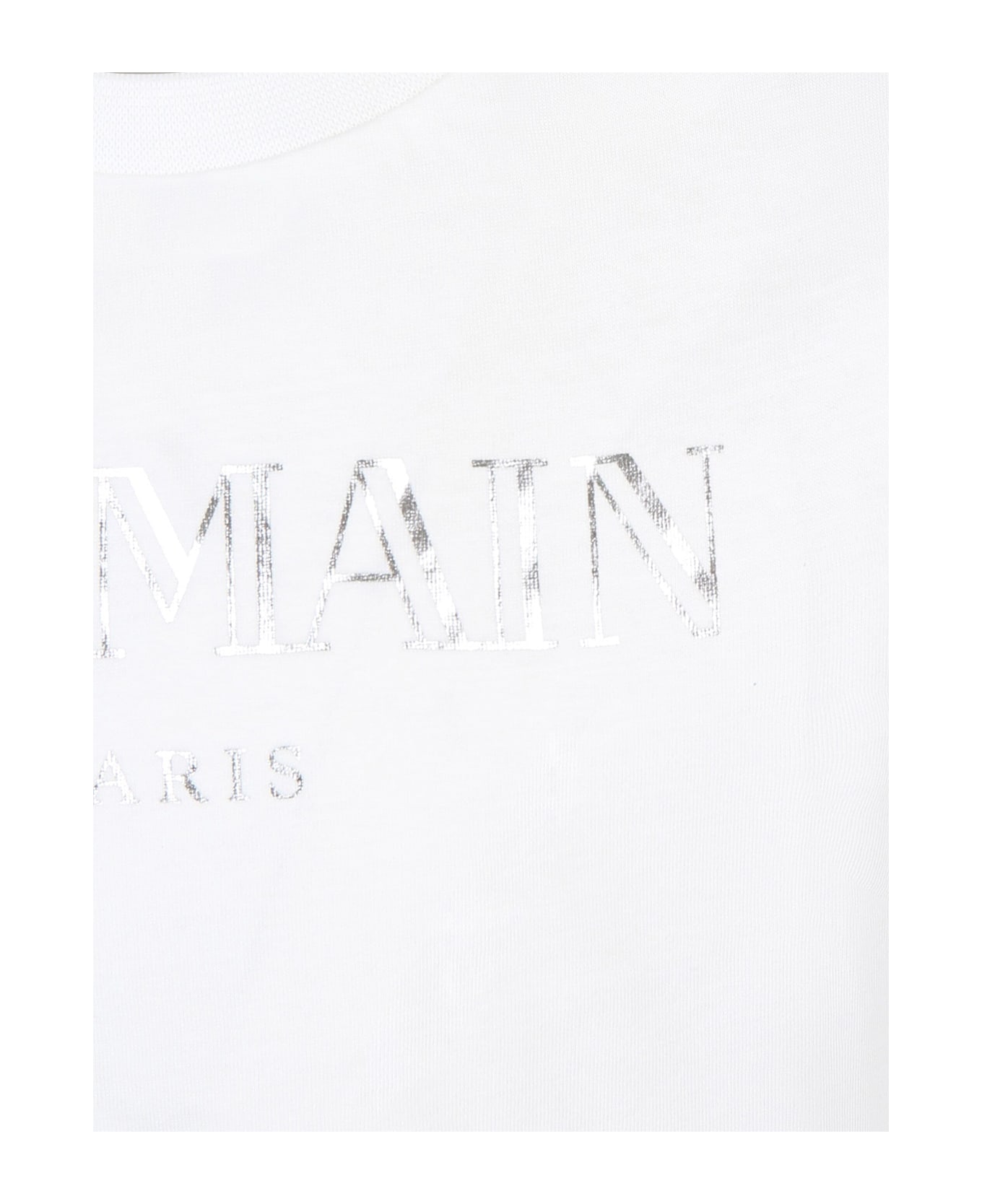 Balmain White T-shirt With Silver Buttons And Logo - Ag