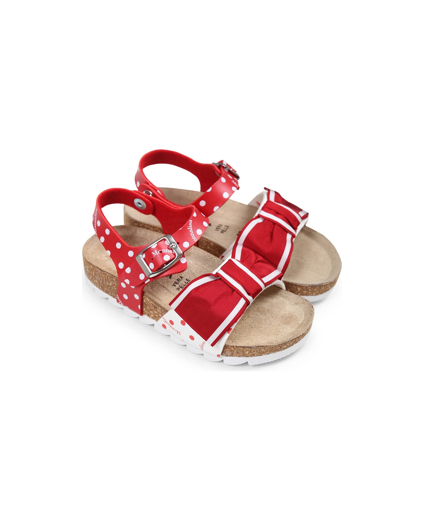 Monnalisa Red Sandals For Girl With Bow - Red