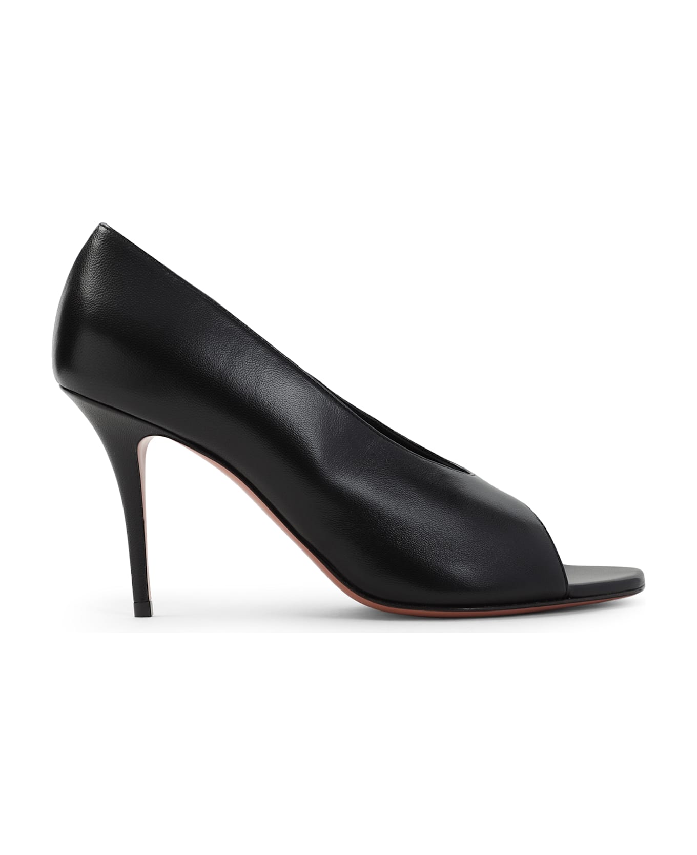 Amina Muaddi Julianne 90 Peep Toe Nappa Pumps - Black