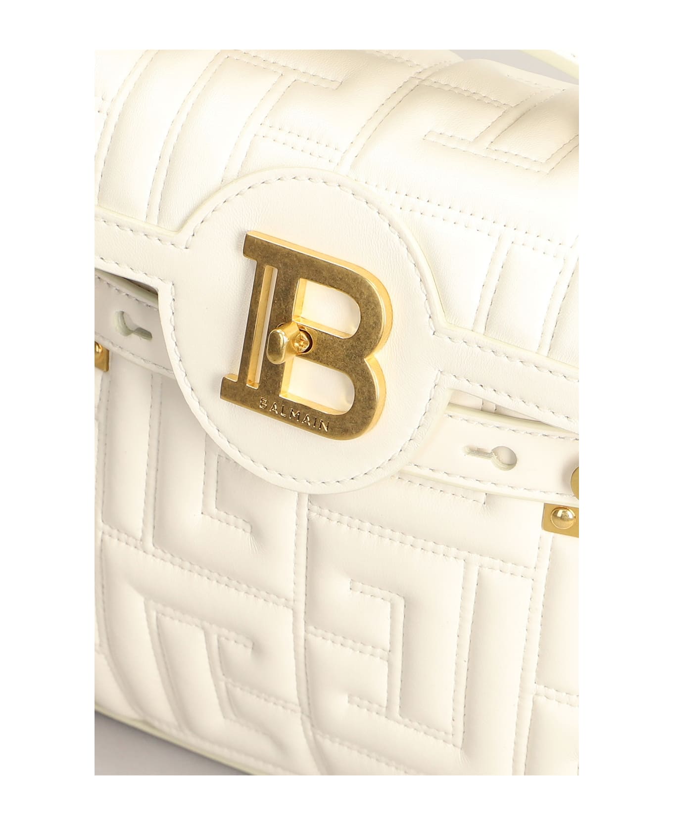 Balmain Hand Bag In White Leather - white