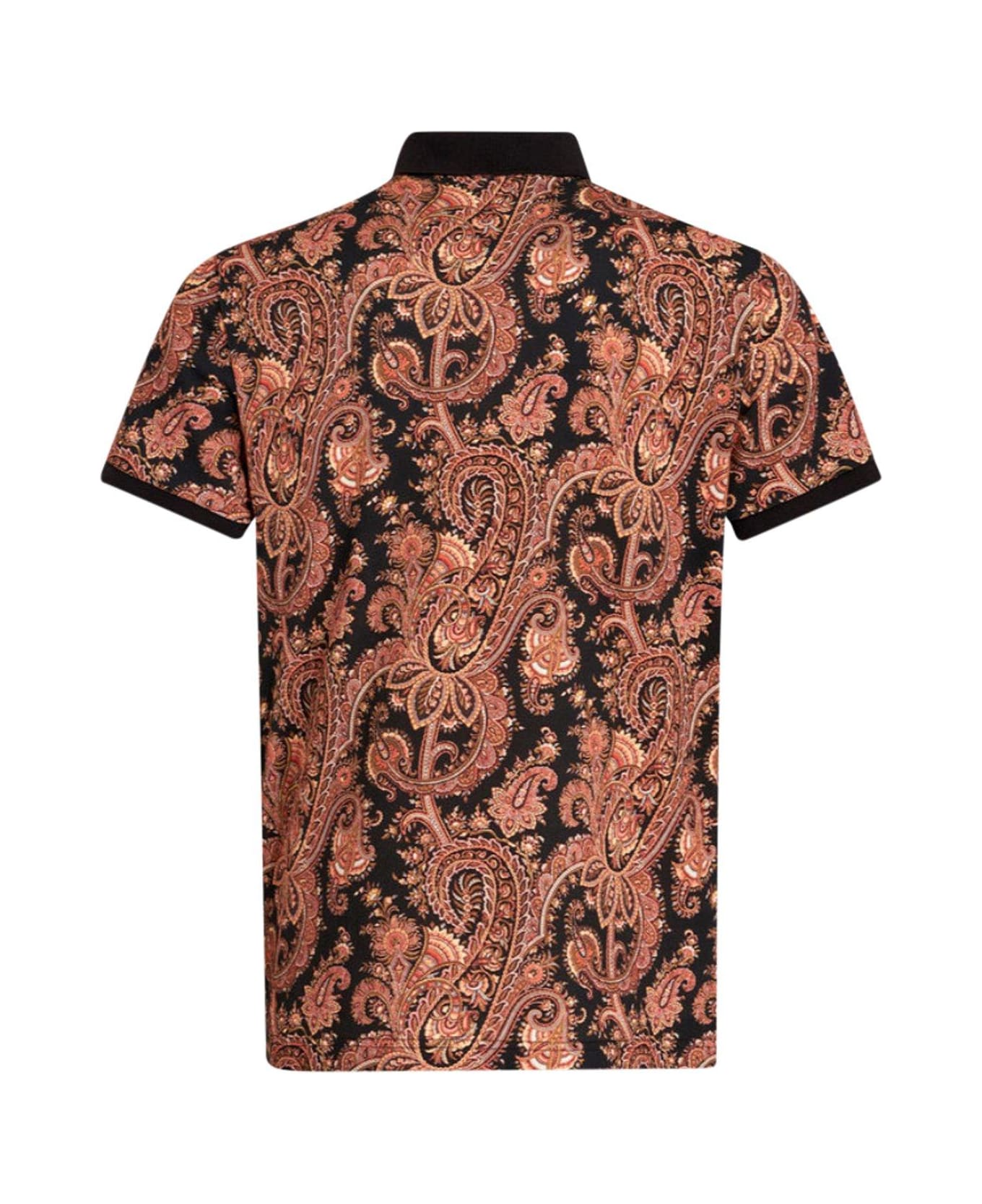 Etro All-over Paisly Printed Polo Shirt - BLACK/RED
