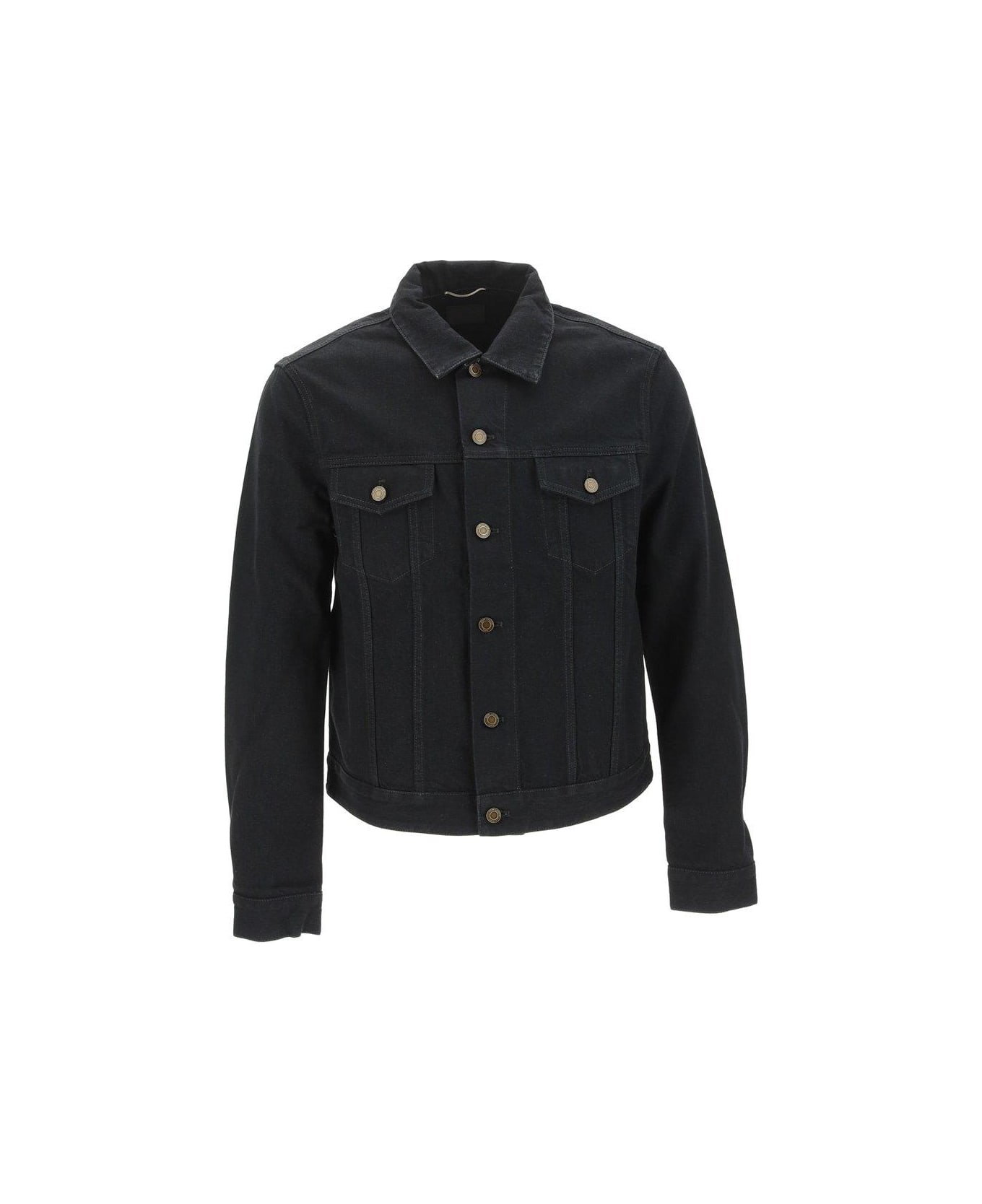 Saint Laurent Long-sleeved Denim Jacket - Worn Black