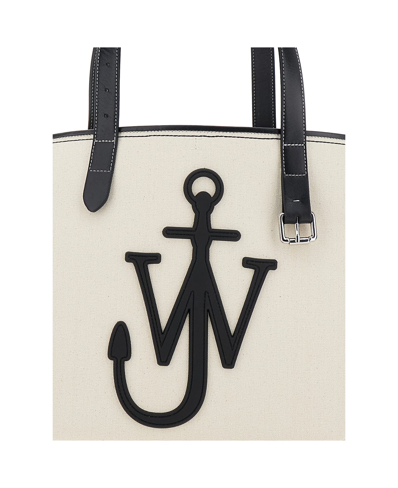 J.W. Anderson White Shopper With Jw Logo On The Front In Canvas And Leather Woman - White