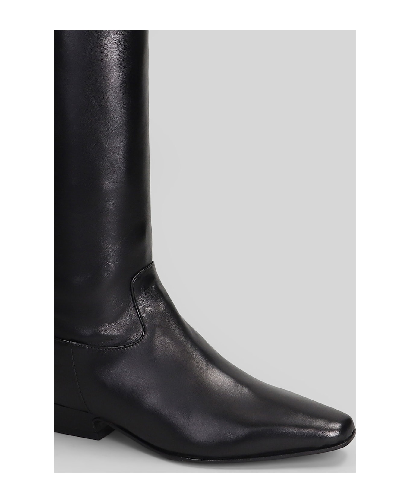 Julie Dee Low Heels Boots In Black Leather - black