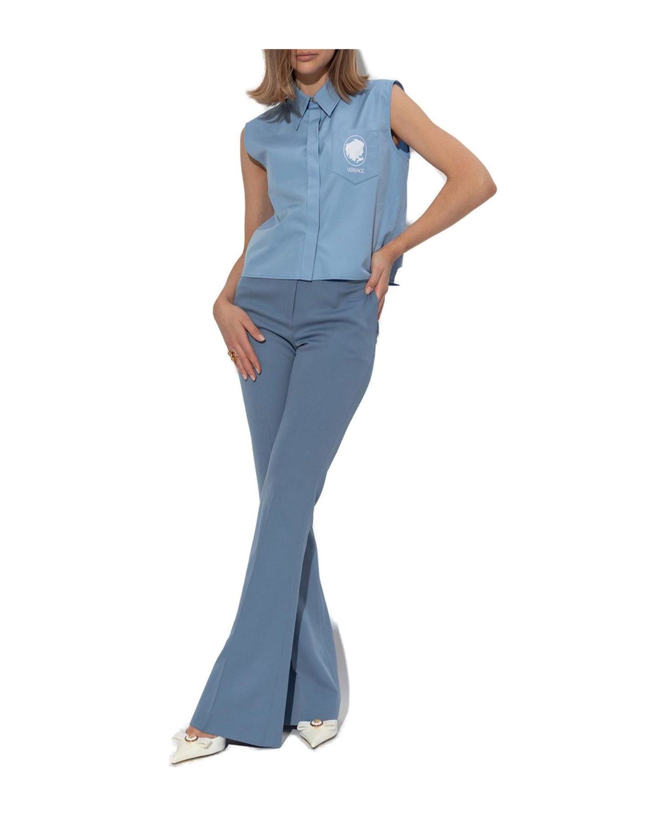 Versace Pressed-crease Tailored Trousers - Blue