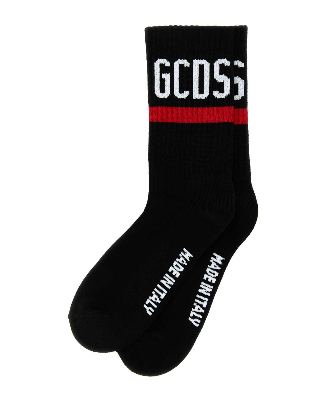 GCDS Black Stretch Cotton Blend Socks - NERO 靴下＆タイツ