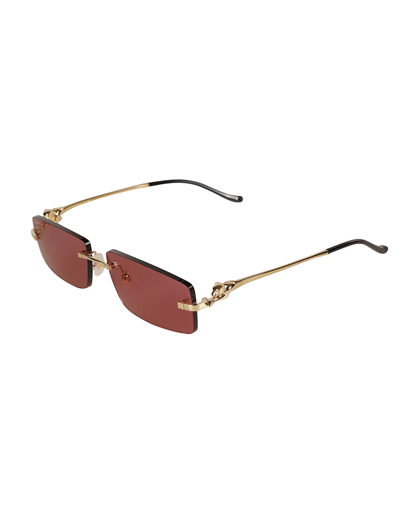 Cartier Eyewear Rectangular Long Sunglasses Sunglasses - Gold/Red サングラス