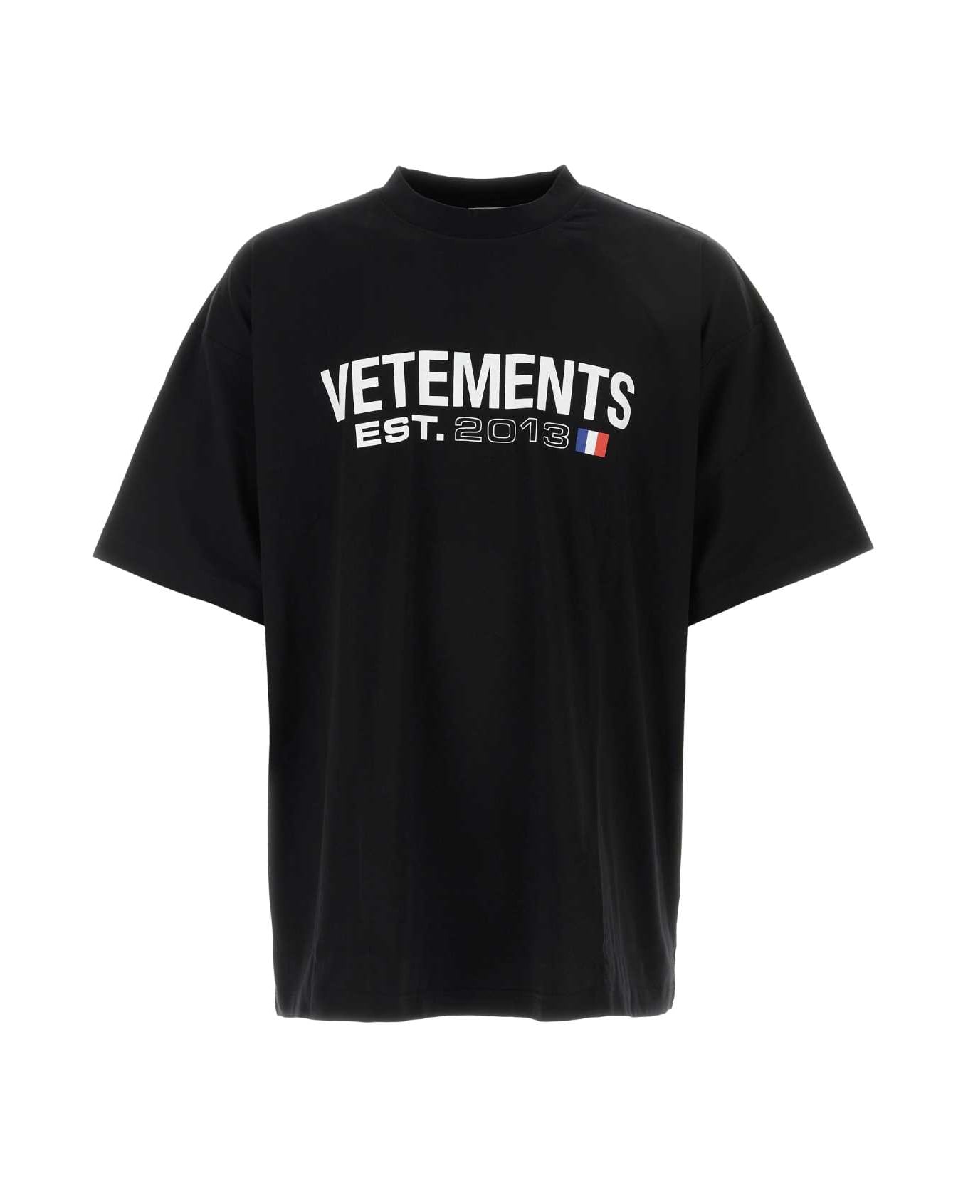 VETEMENTS Black Cotton Oversize T-shirt - BLACK