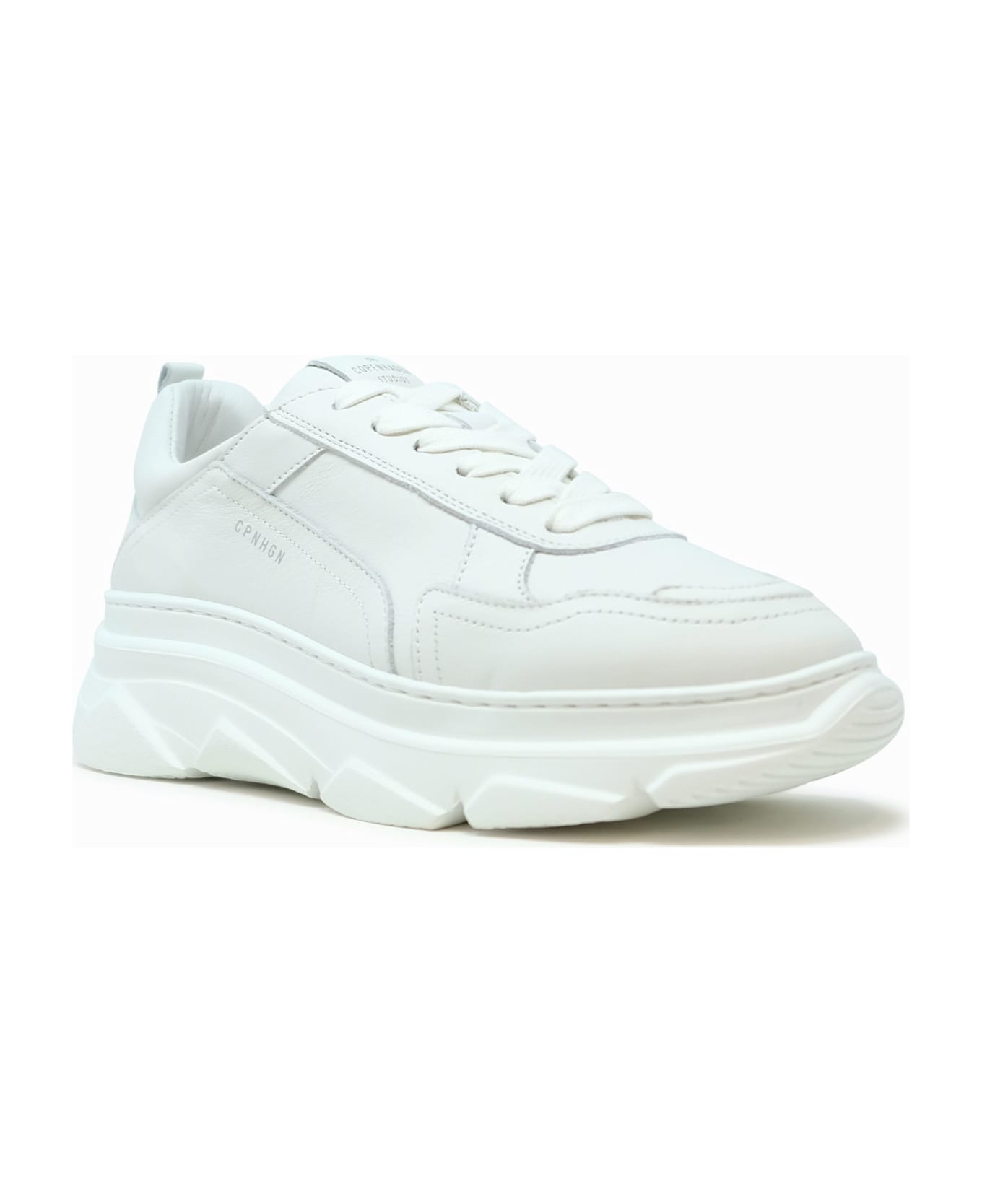 Copenhagen White Leather Sneakers - WHITE