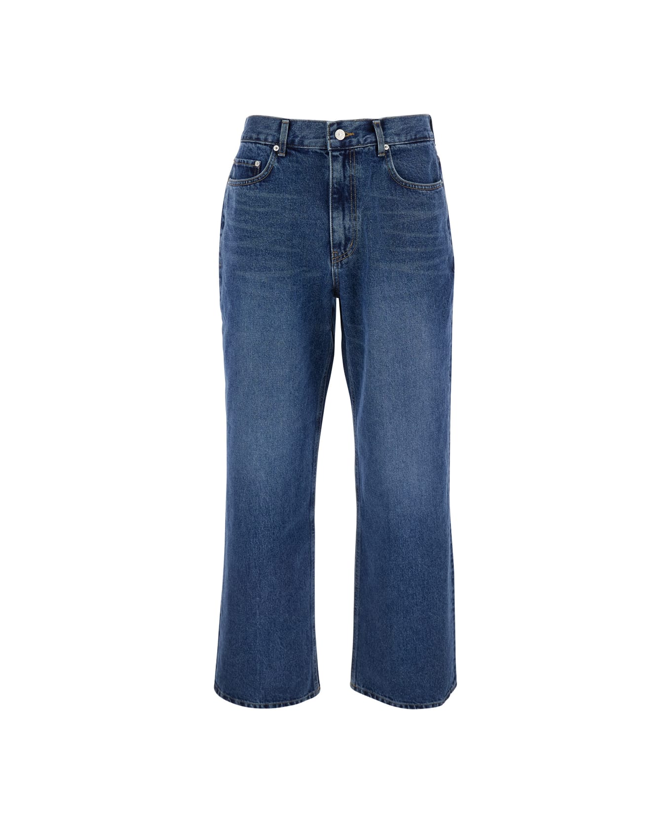 Dunst Blue Five Pocket Jeans With Logo Patch On The Back In Denim Man - Blu