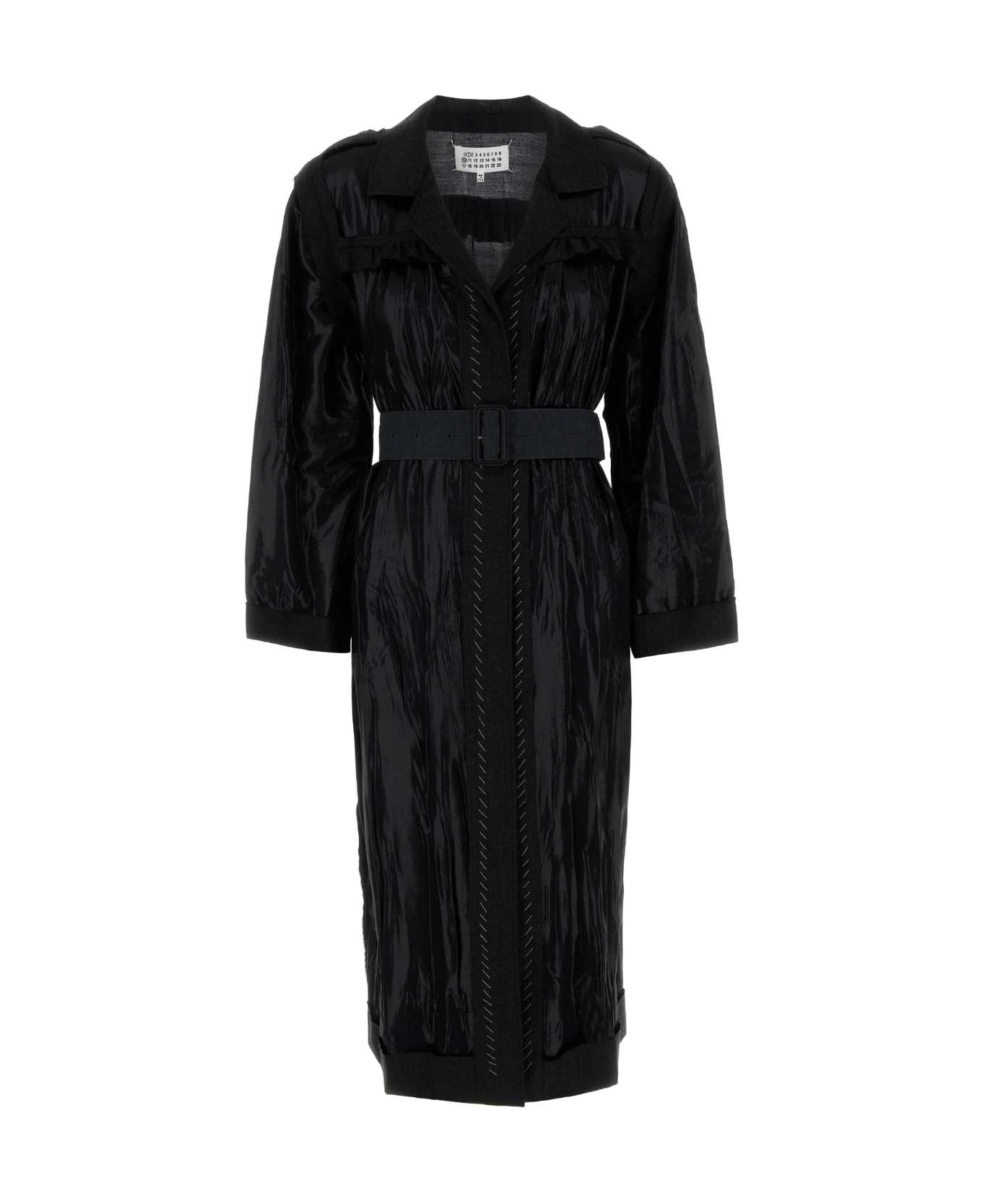 Maison Margiela Black Jersey Trench Dress - BLACKMELANGECARBON