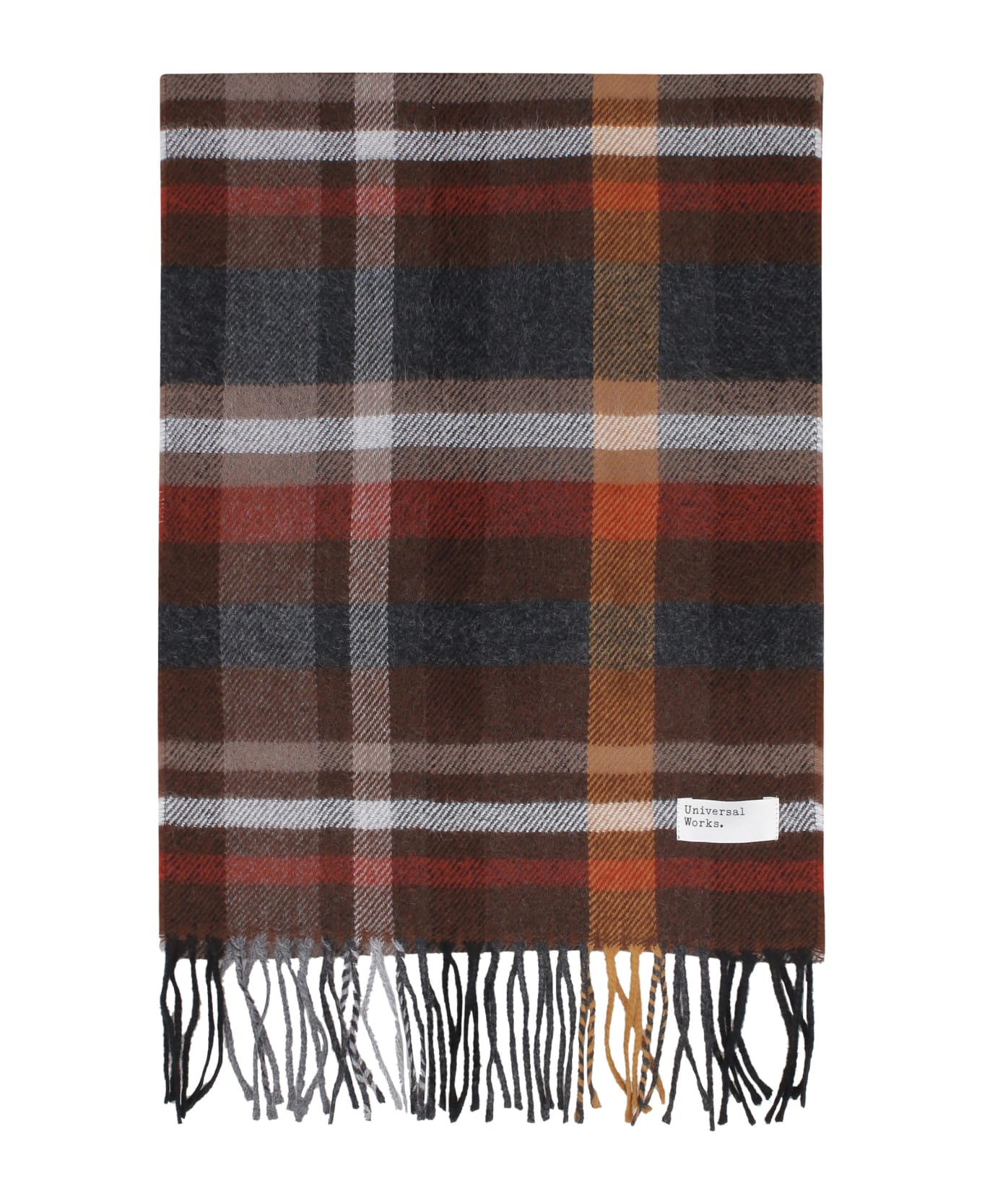 Universal Works Check Scarf - brown
