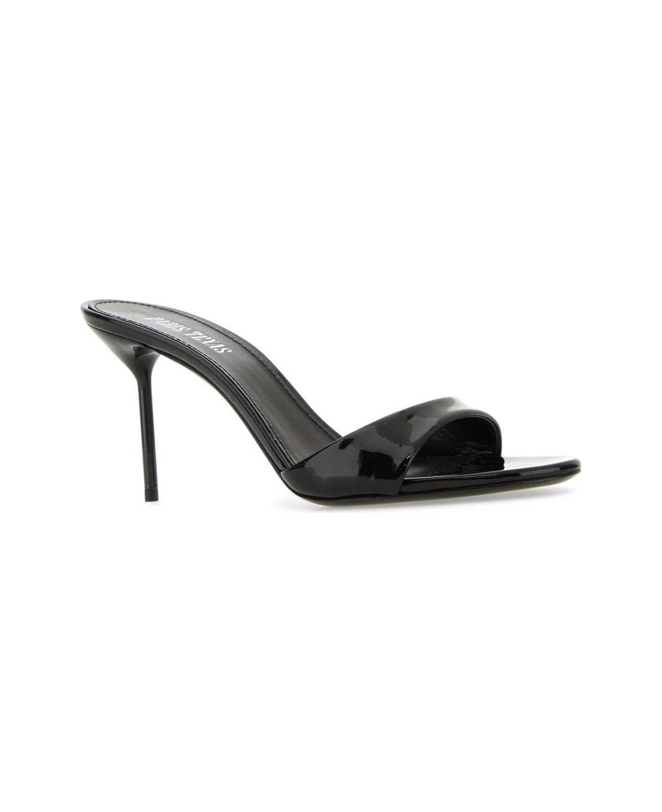 Paris Texas Lidia Stiletto Heel Mules - BLACK
