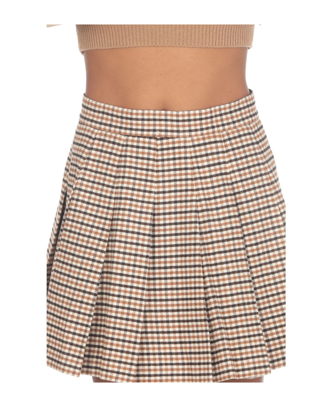 Palm Angels Pleated Skirt - Brown Bei