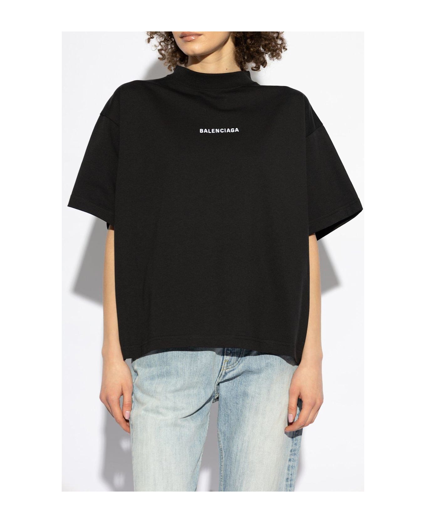 Balenciaga Logo Crop T-shirt - Black