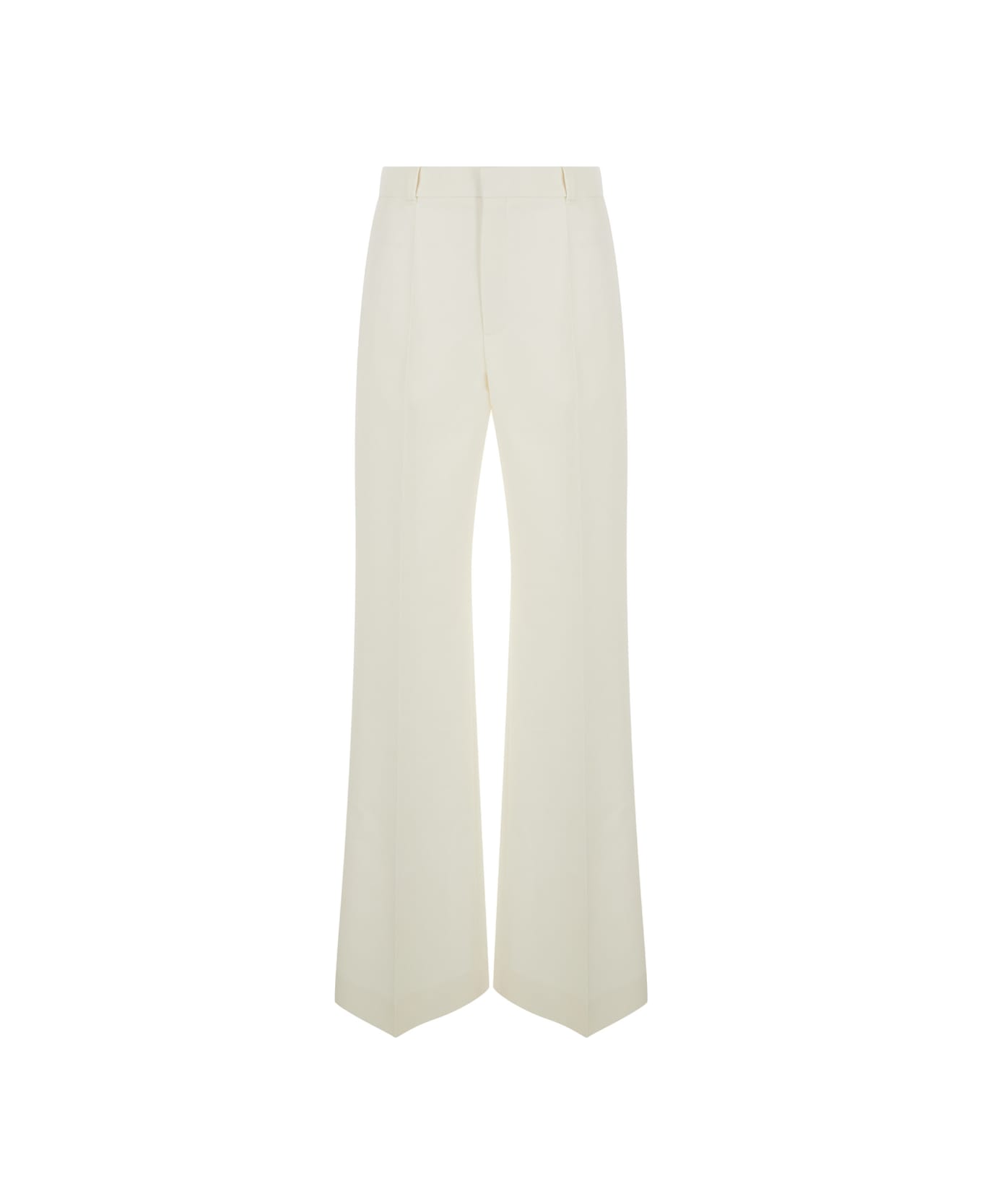 Chloé White Flared Trousers In Wool And Silk Woman - White