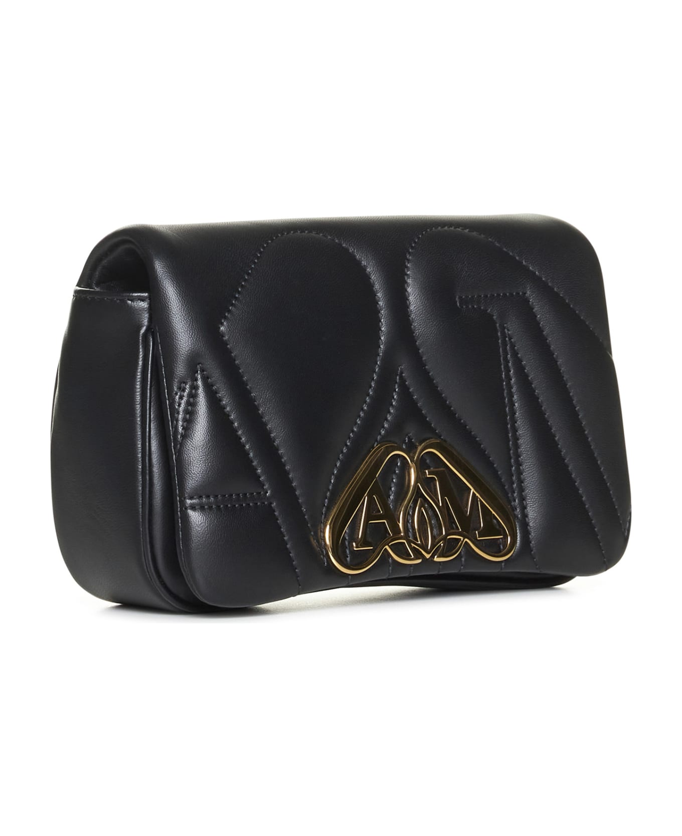 Alexander McQueen Mini Seal Leather Shoulder Bag - Black