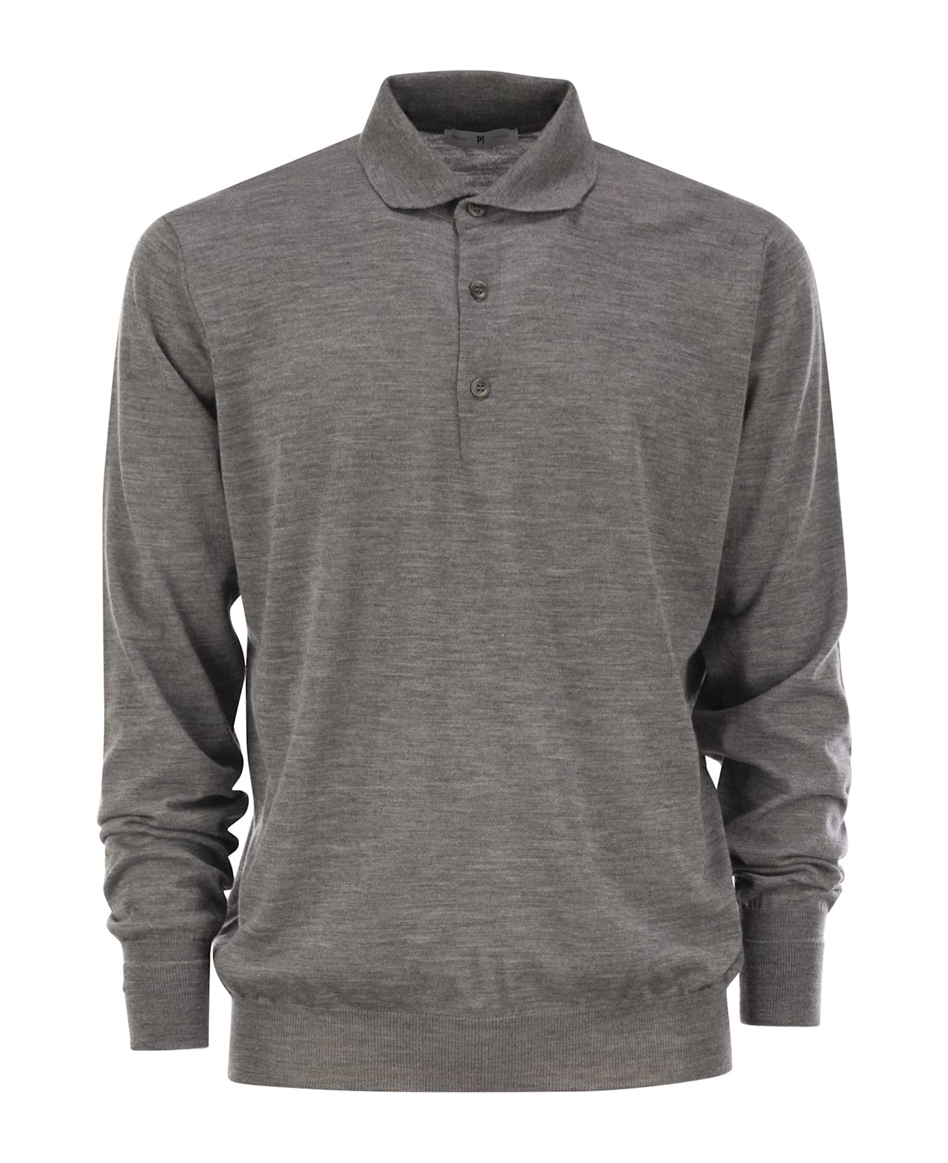 PT Torino Wool Polo Shirt - Melange Grey