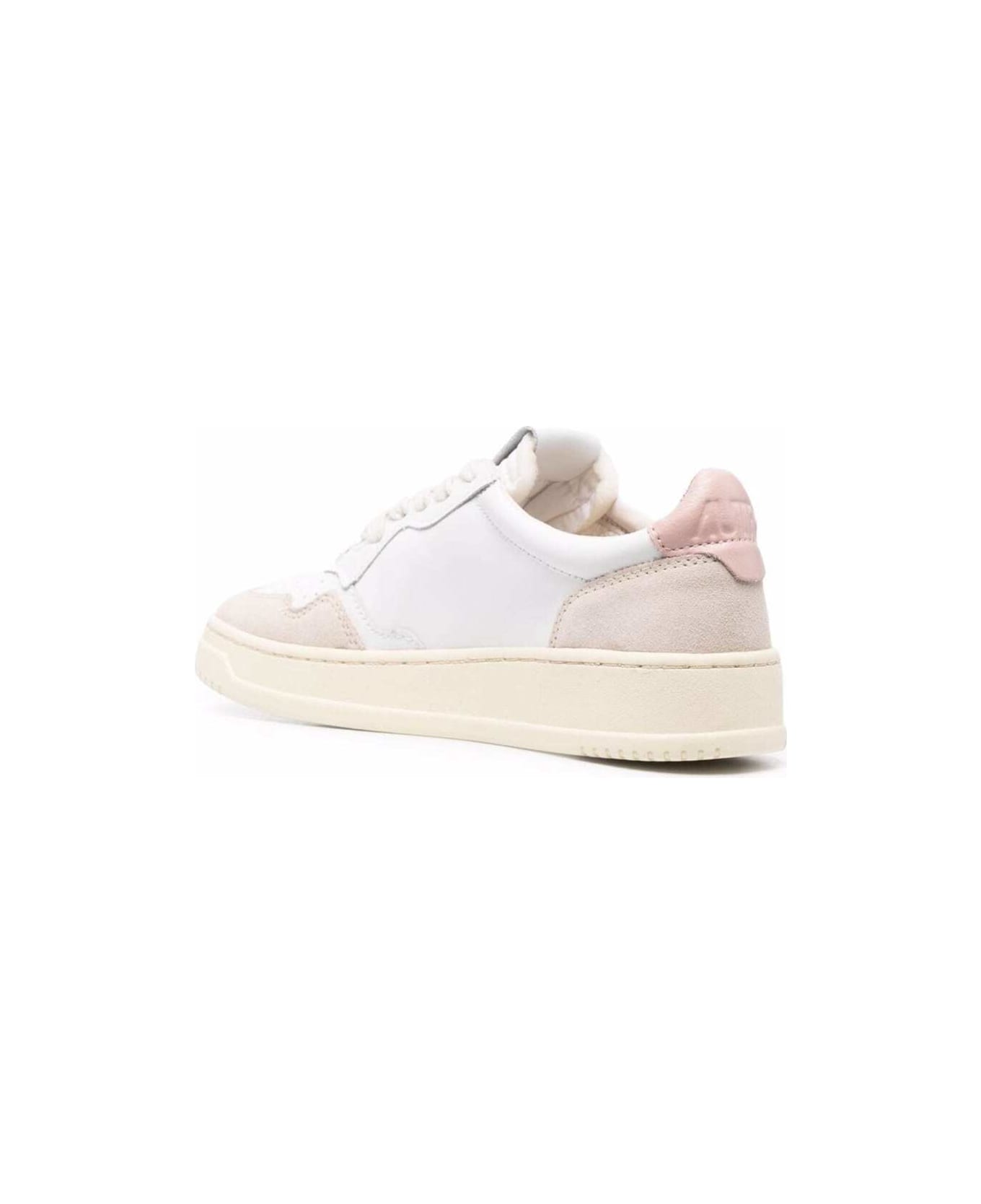 Autry 'medalist' White Low Top Sneakers With Blue Suede Details In Leather Woman - White