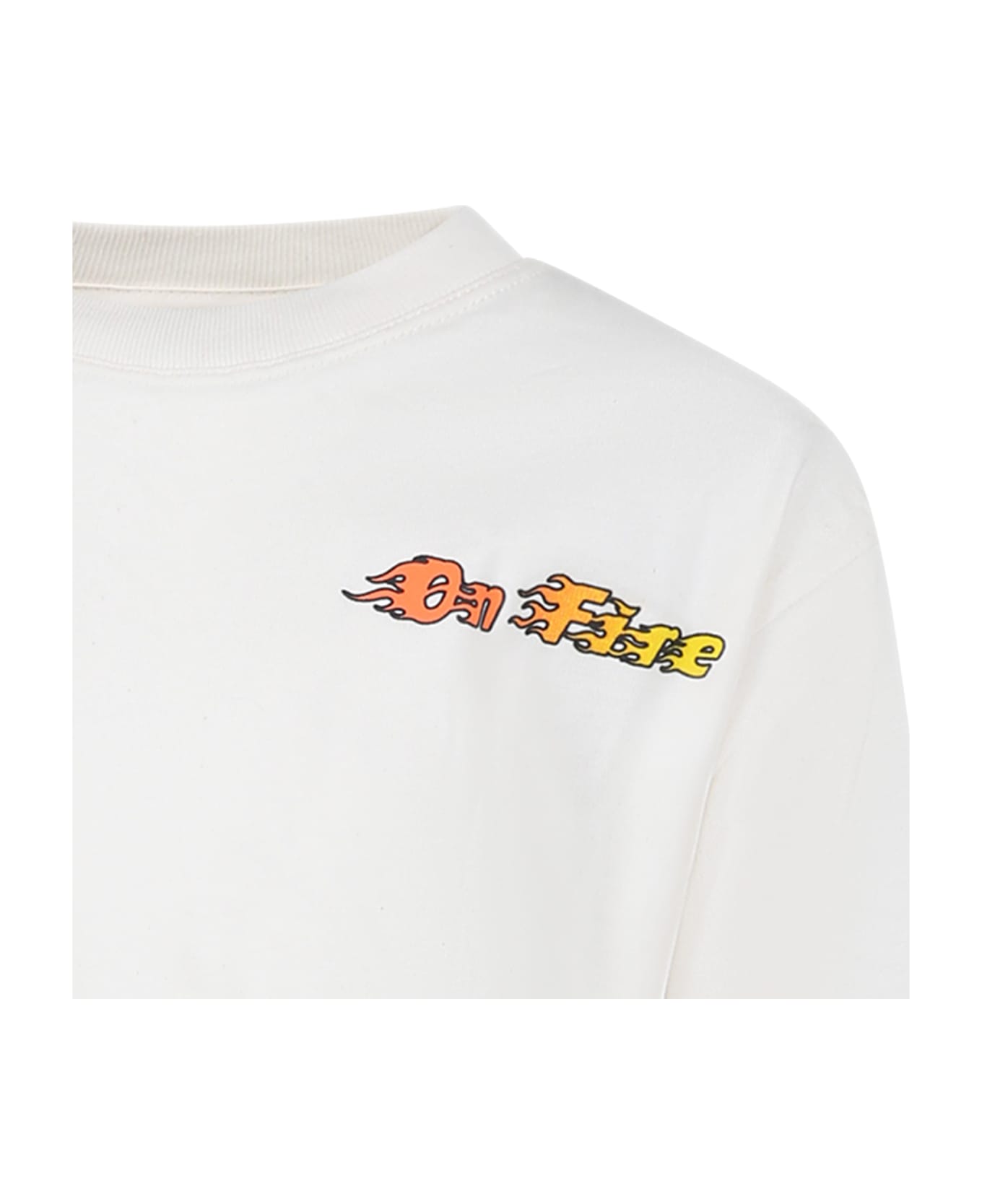 Molo Ivory T-shirt For Boy With Flames - White
