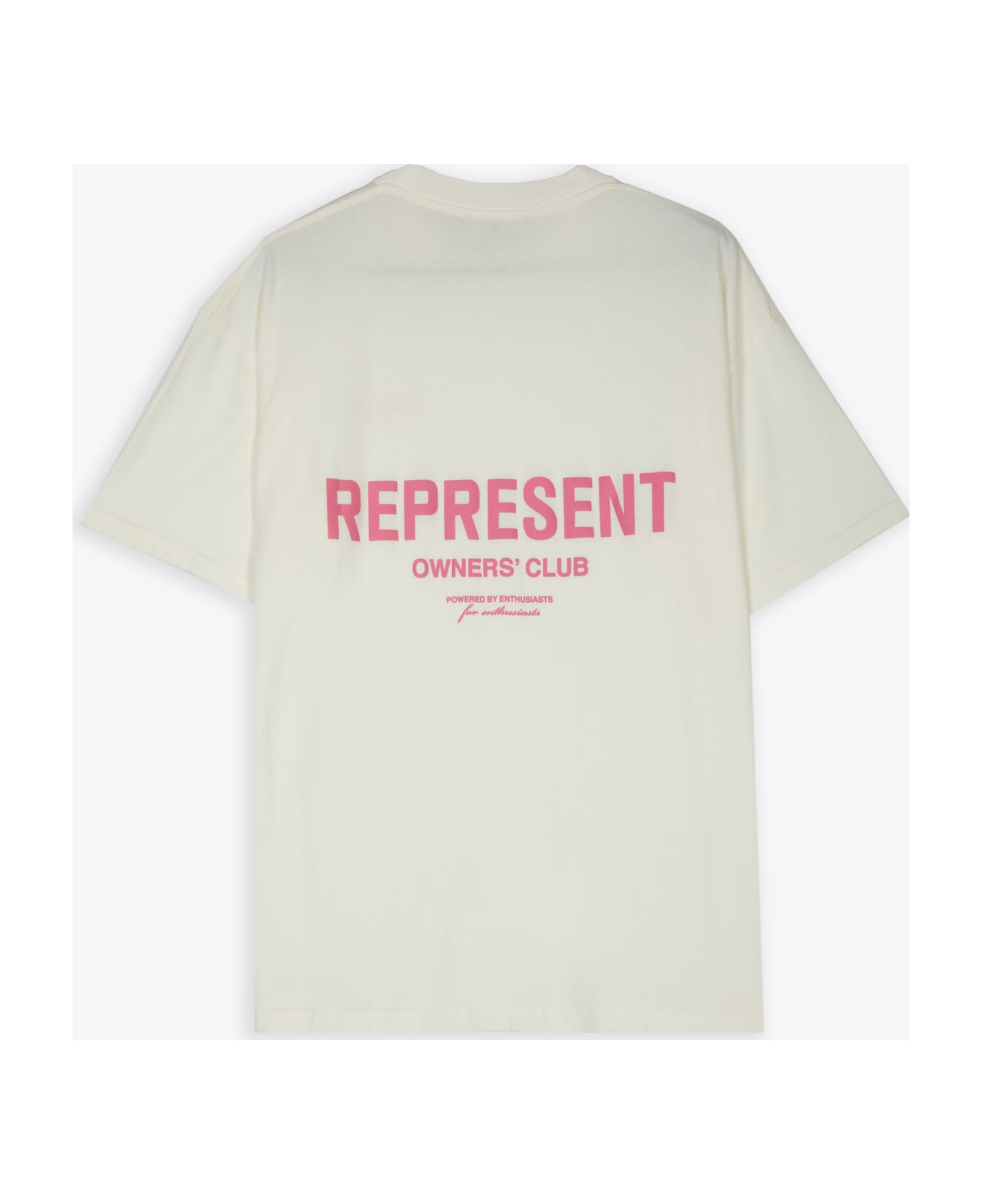 REPRESENT Owners Club T-shirt White cotton t-shirt with pink logo - Owners Club T-shirt - Bianco/rosa