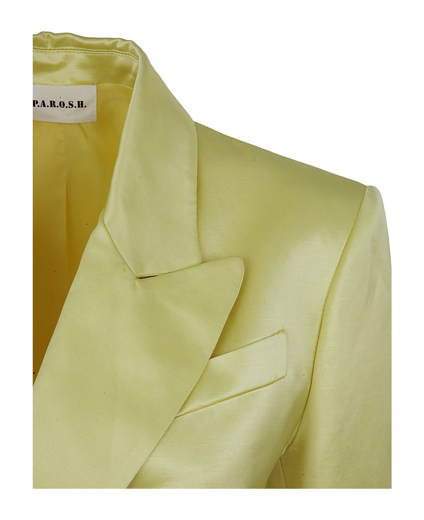 Parosh Double Breasted Satin,viscose And Linen Jacket - Light Yellow