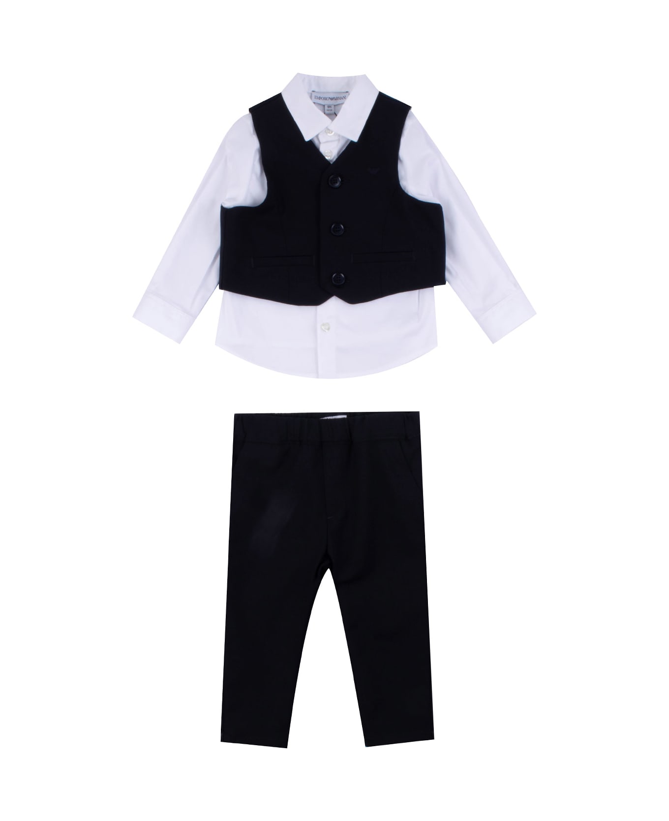 Emporio Armani Cotton Vest, Shirt And Pants - Back ボディスーツ＆セットアップ