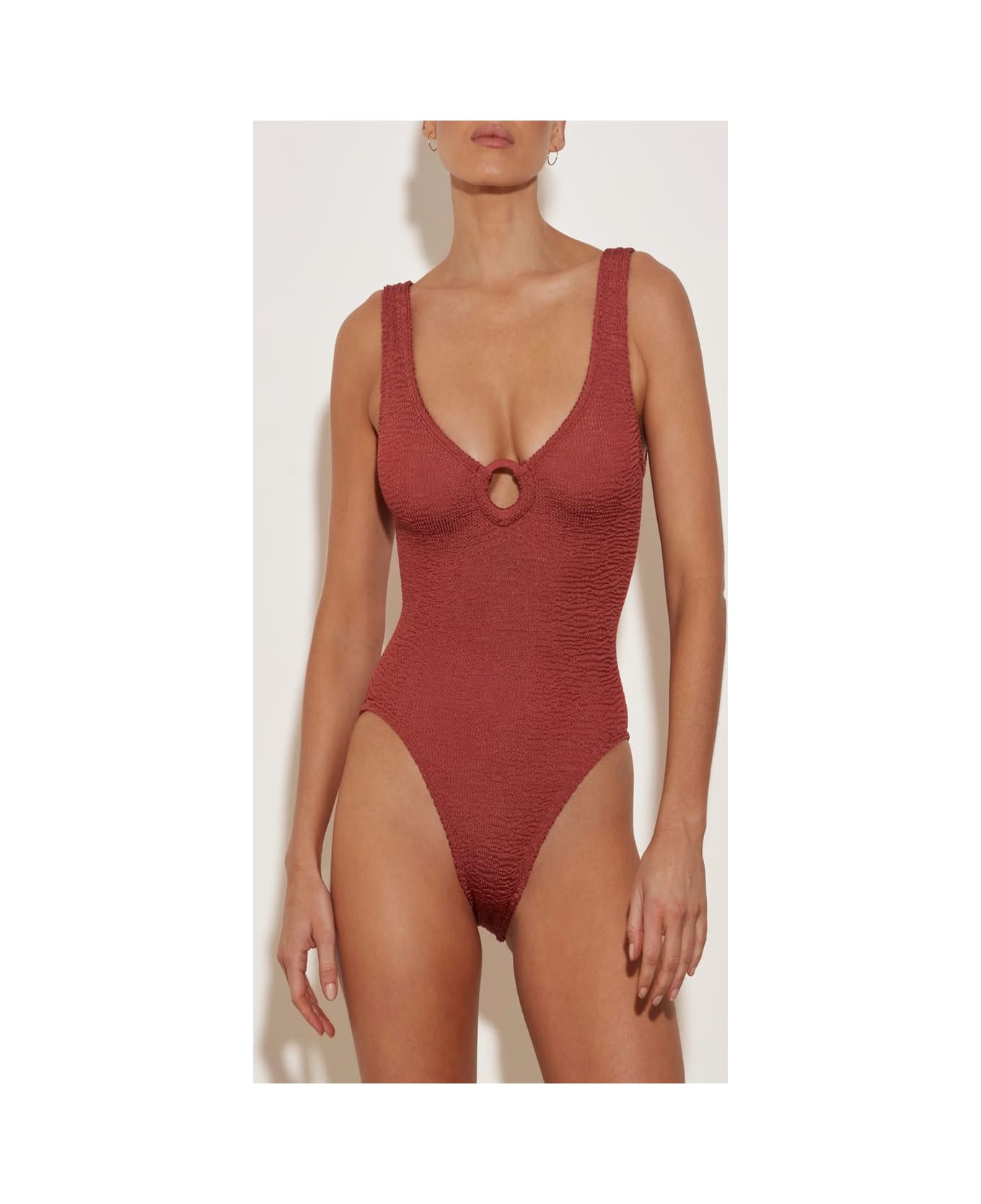 Hunza G "celine" Swim With Tonal Hoops - Rose