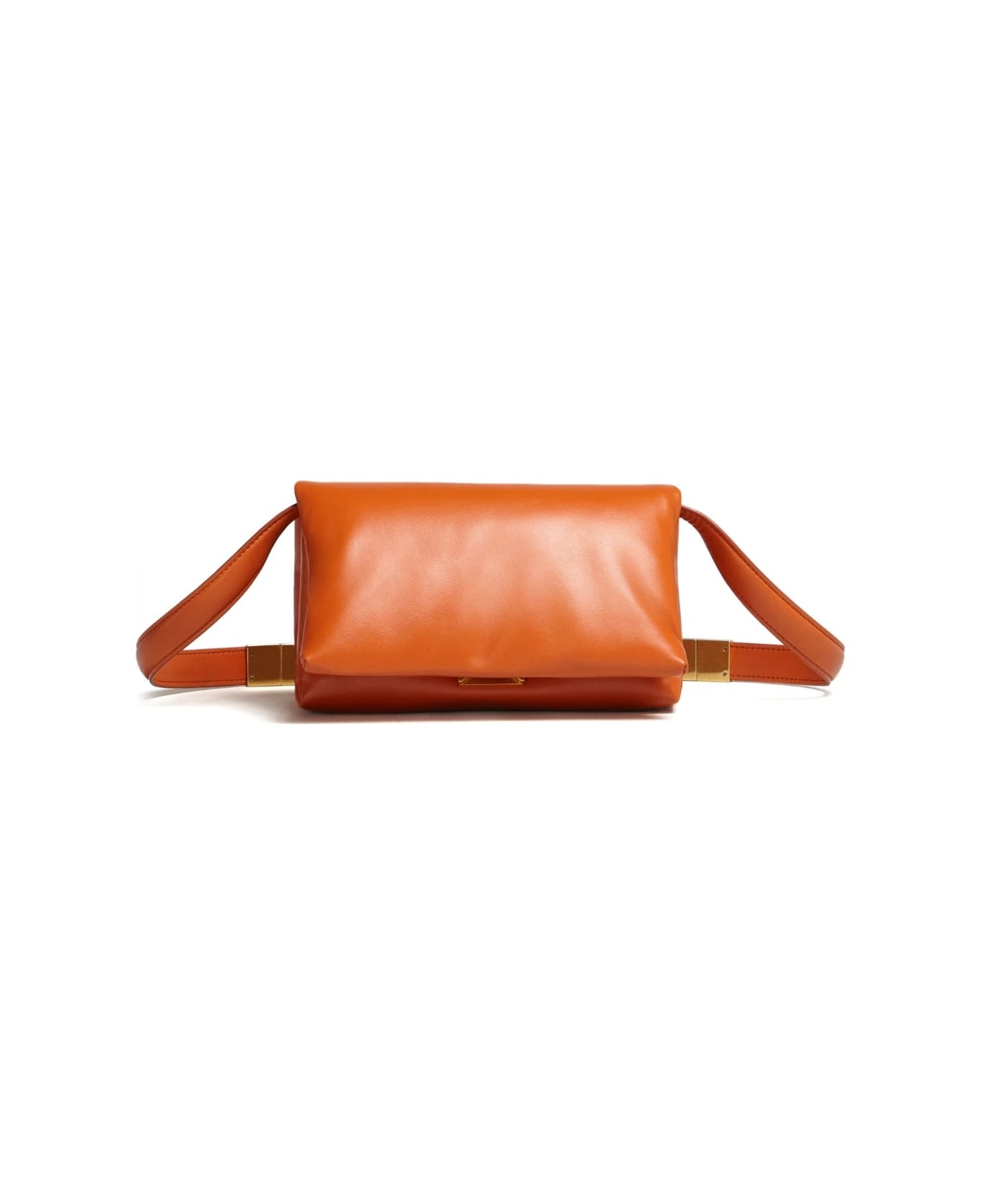 Marni Small Prisma Bag In Orange Leather - Arancione