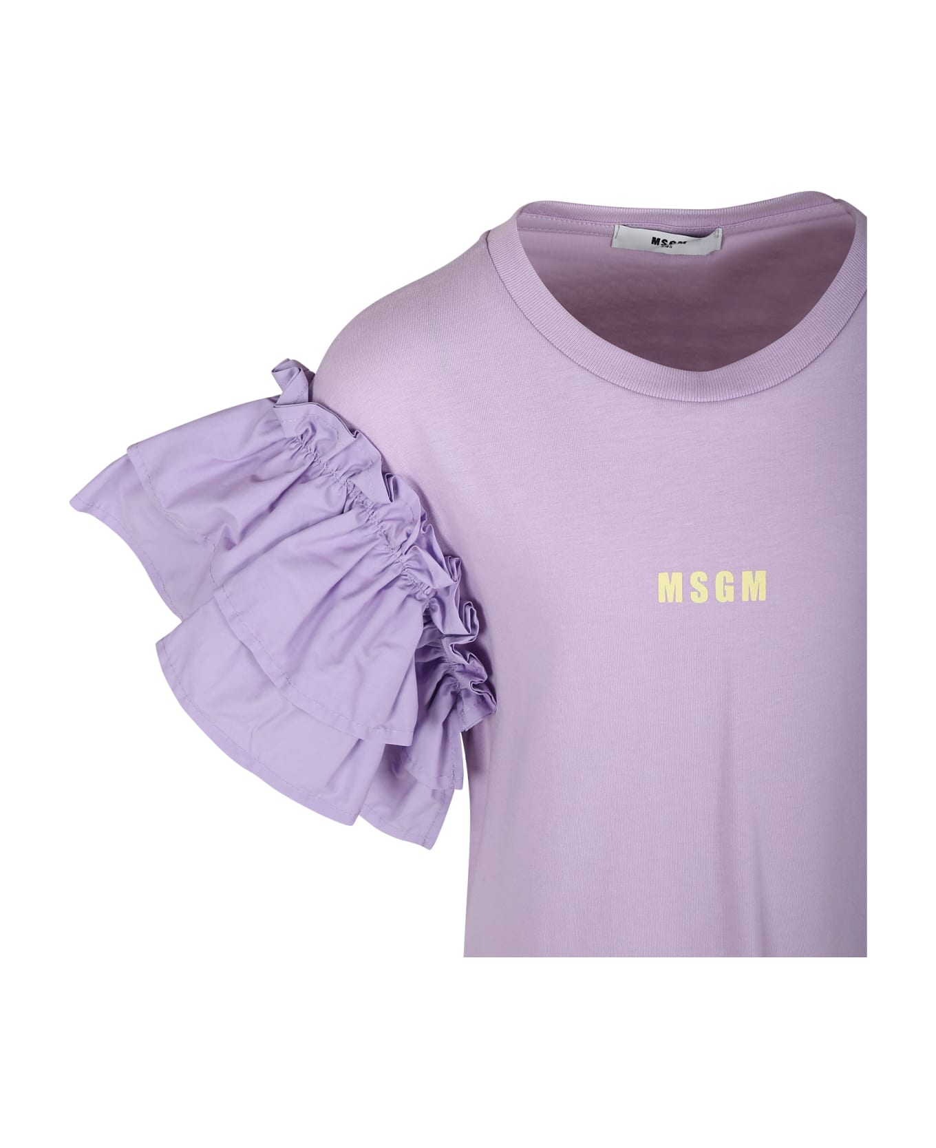 MSGM Lilac Dress For Girl With Logo - Lilac