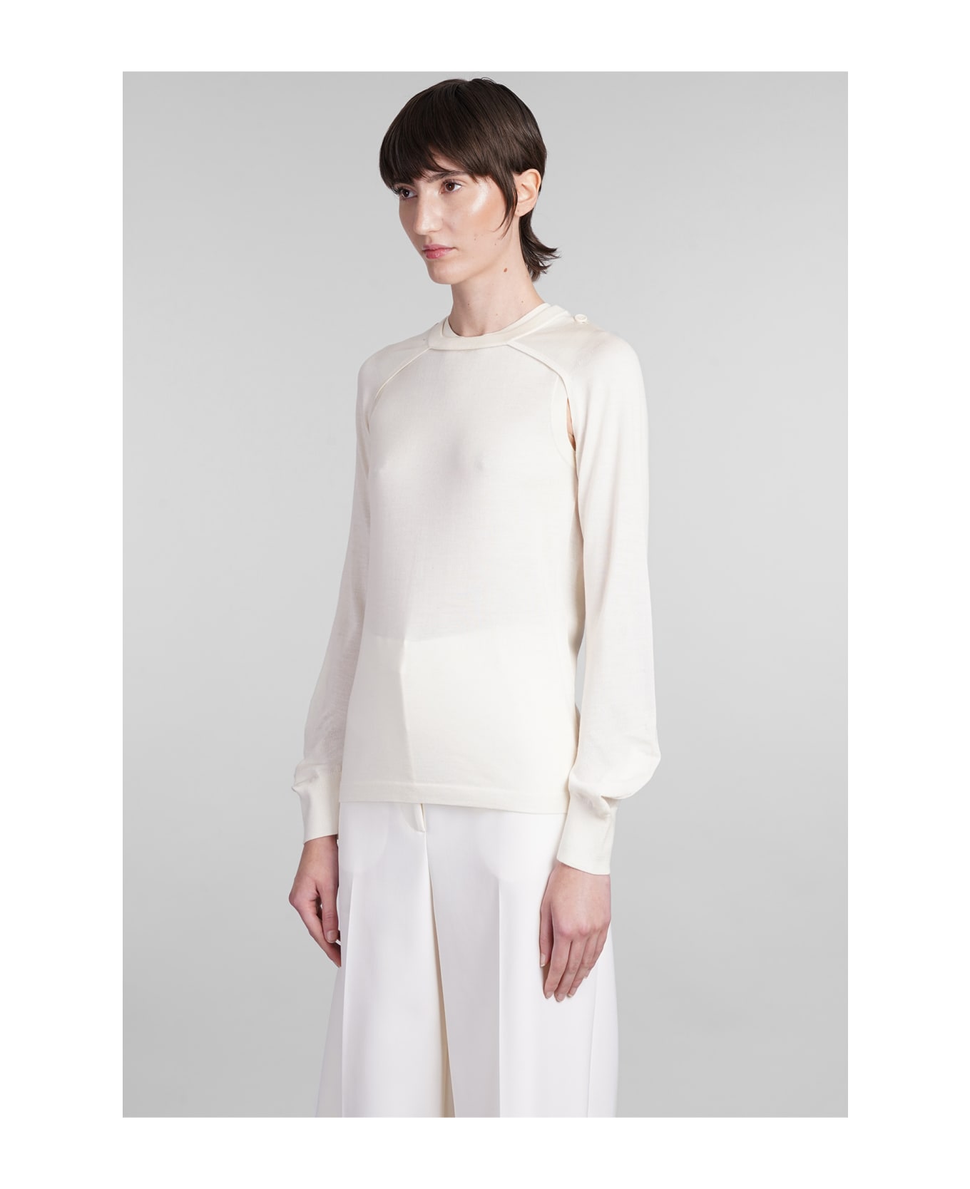 Helmut Lang Knitwear In Beige Wool - WHITE