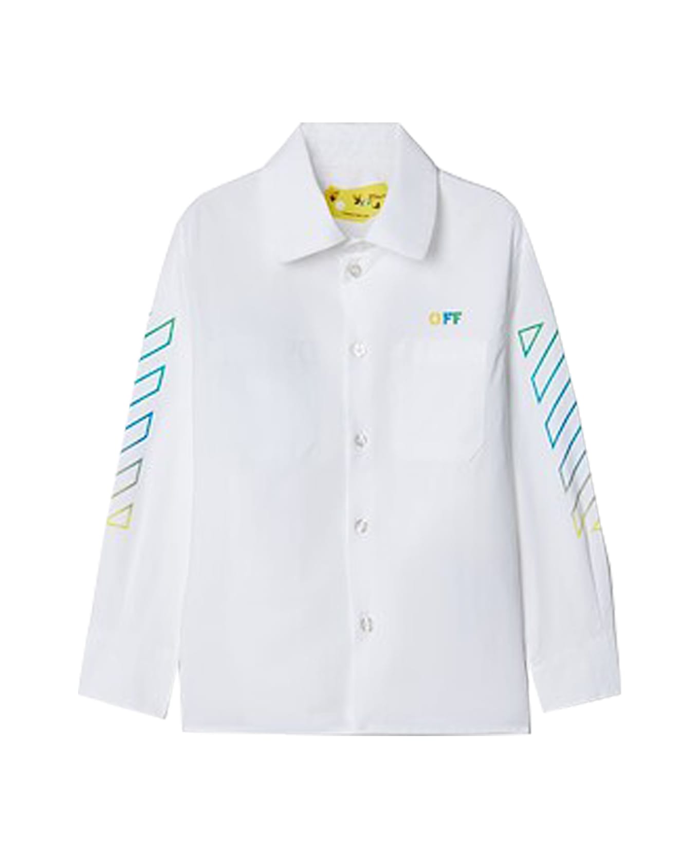 Off-White Shirt With Arrow Rainbow Motif - White