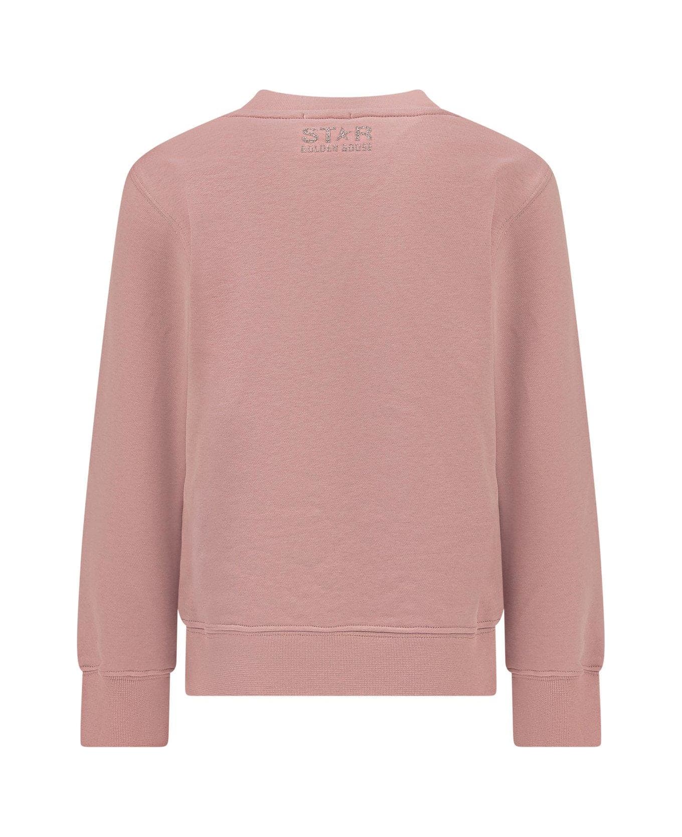 Golden Goose Star Patch Crewneck Sweatshirt - Pink/silver