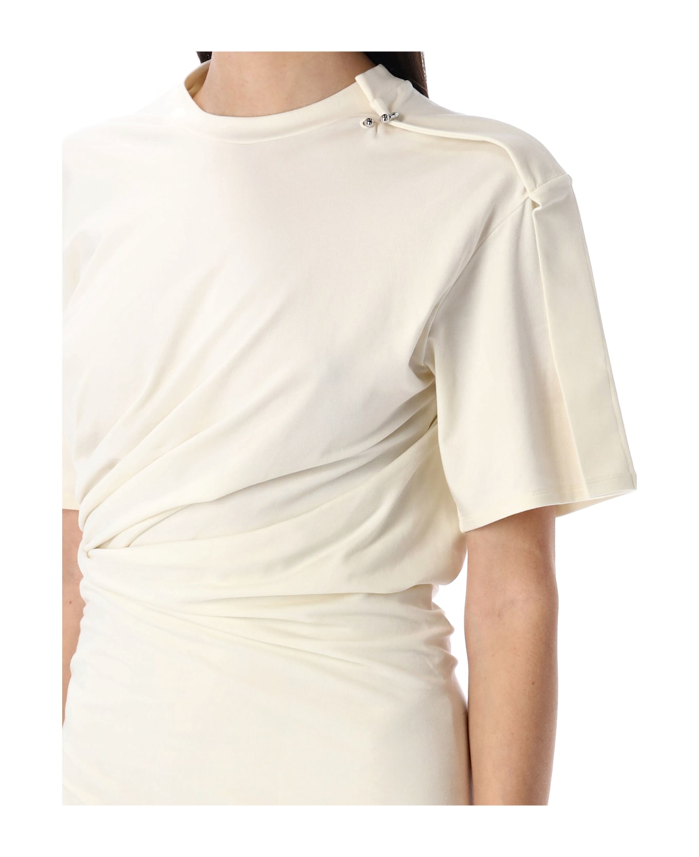 Mugler Draped Pierced Day Dress - SNOW WHITE