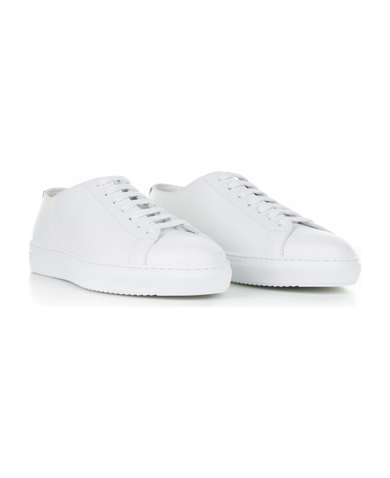 Barrett White Woven Leather Sneaker - BIANCO