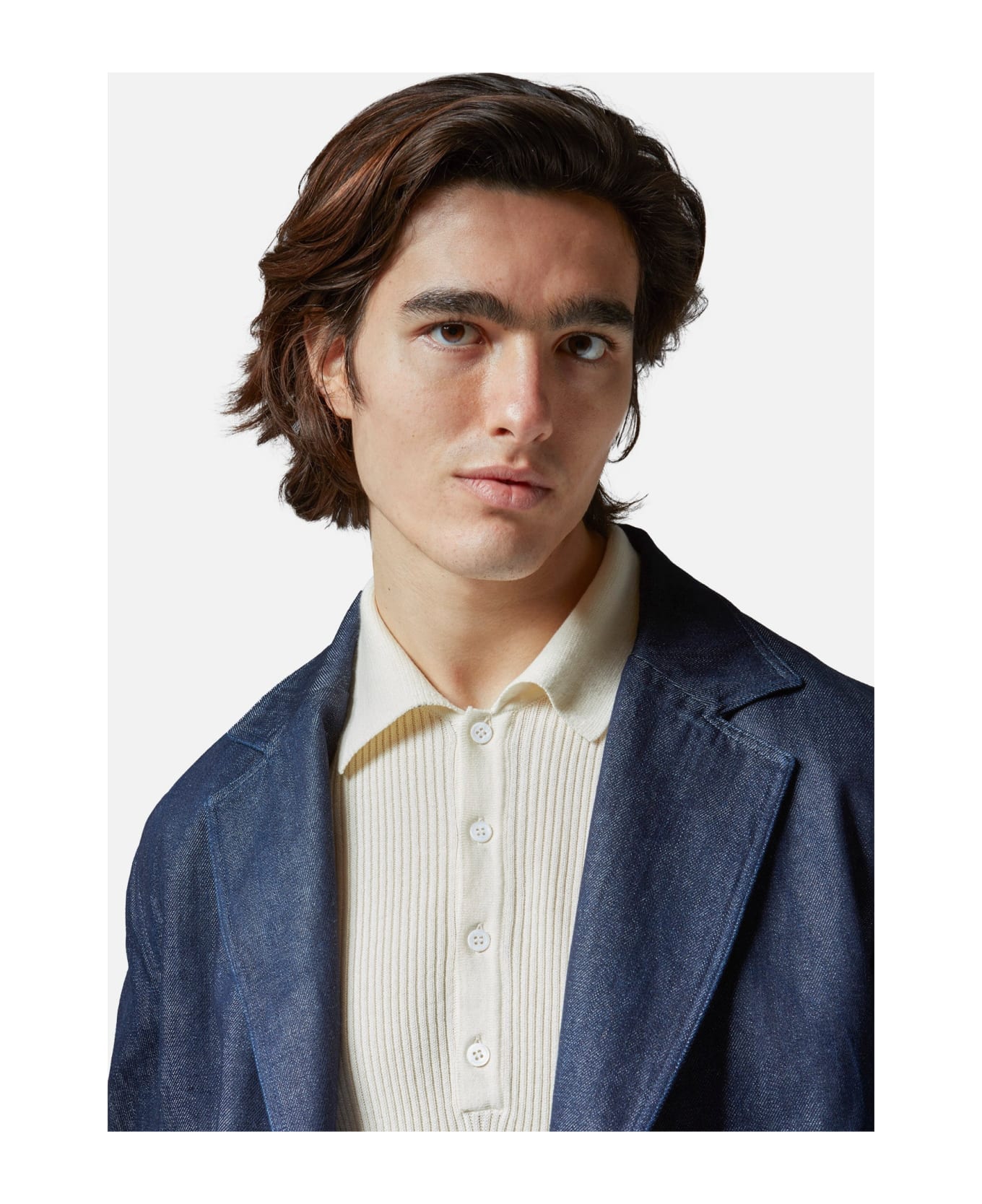 doppiaa Aansonia Denim Double Breasted Blazer