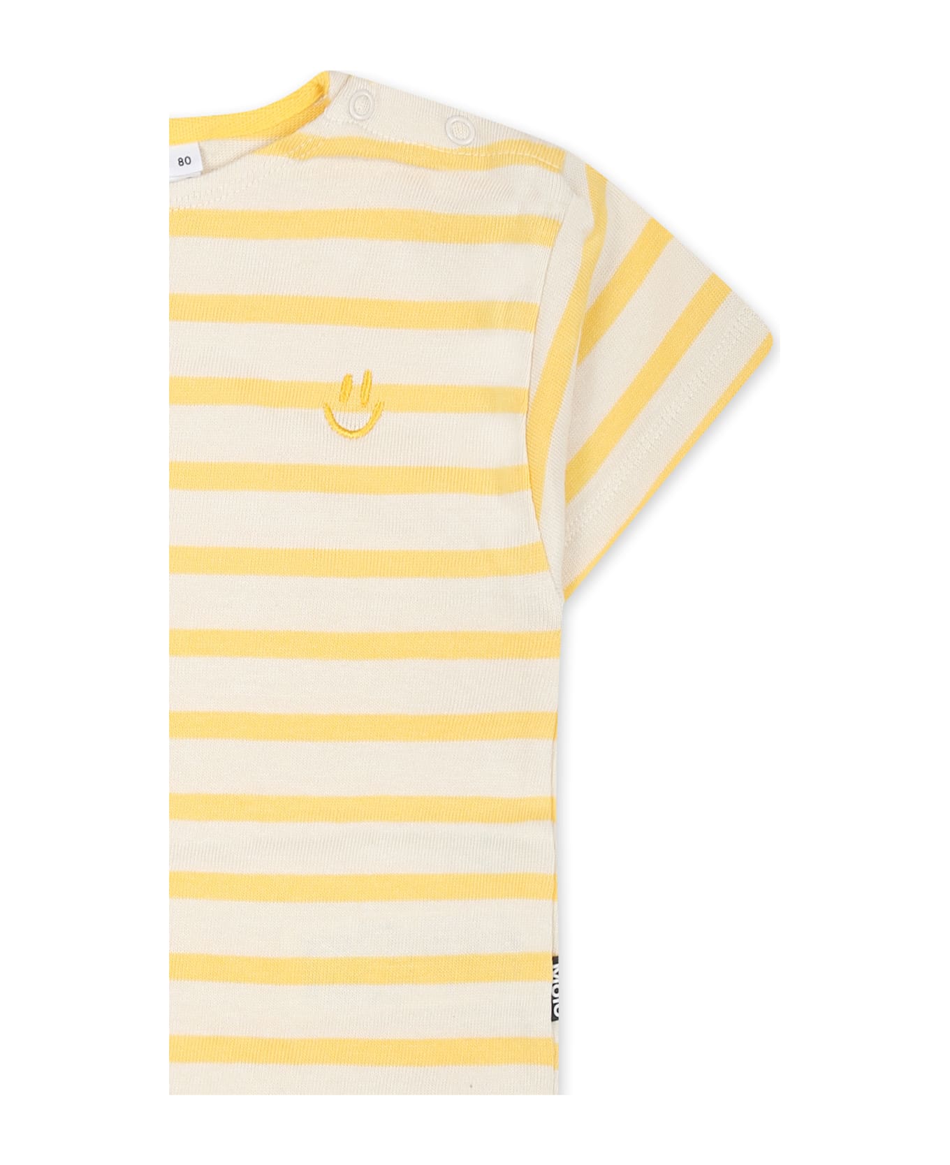 Molo Ivory T-shirt For Babykids With Smiley - Ivory