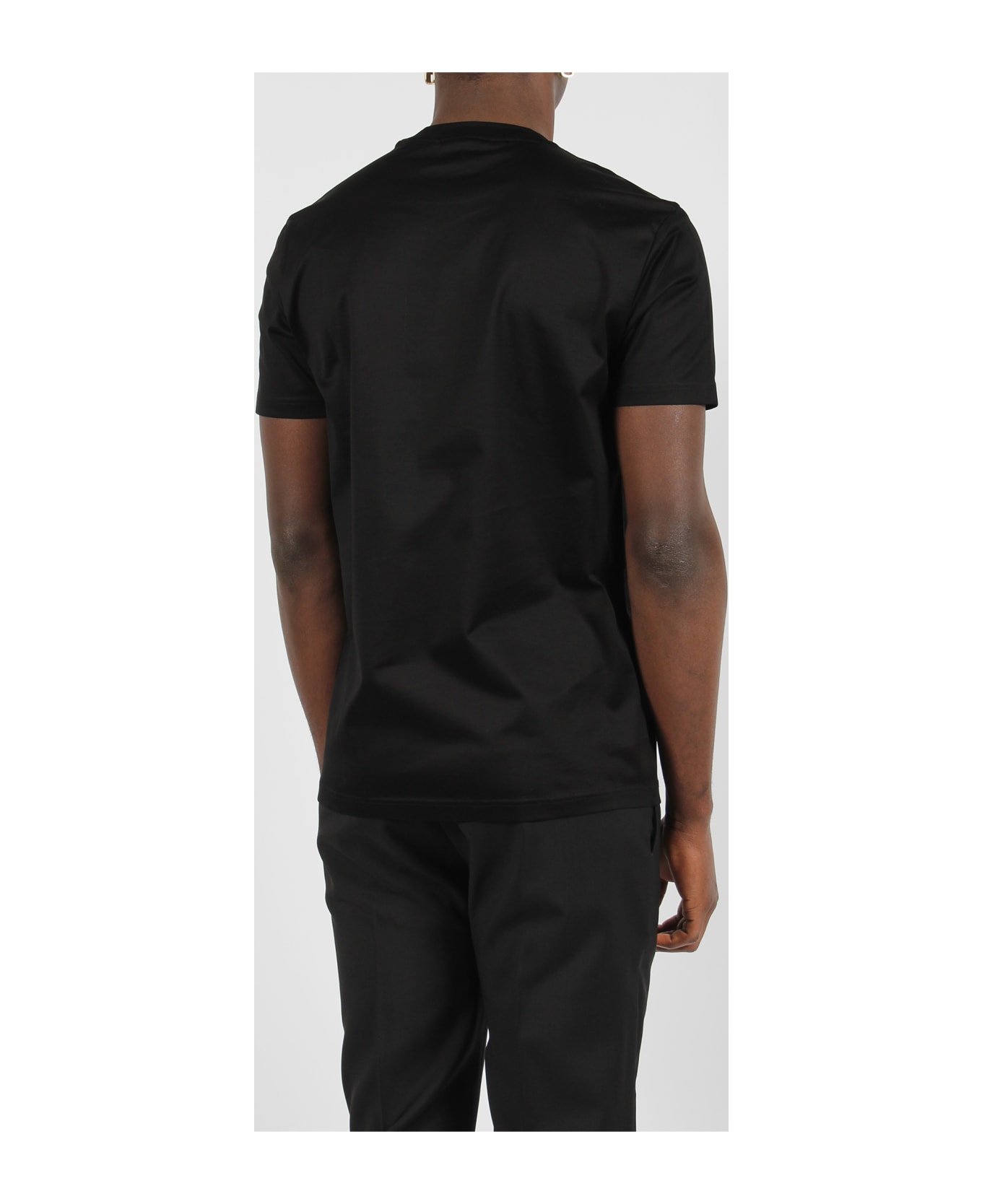 Low Brand Jersey Cotton Slim T-shirt - Black シャツ