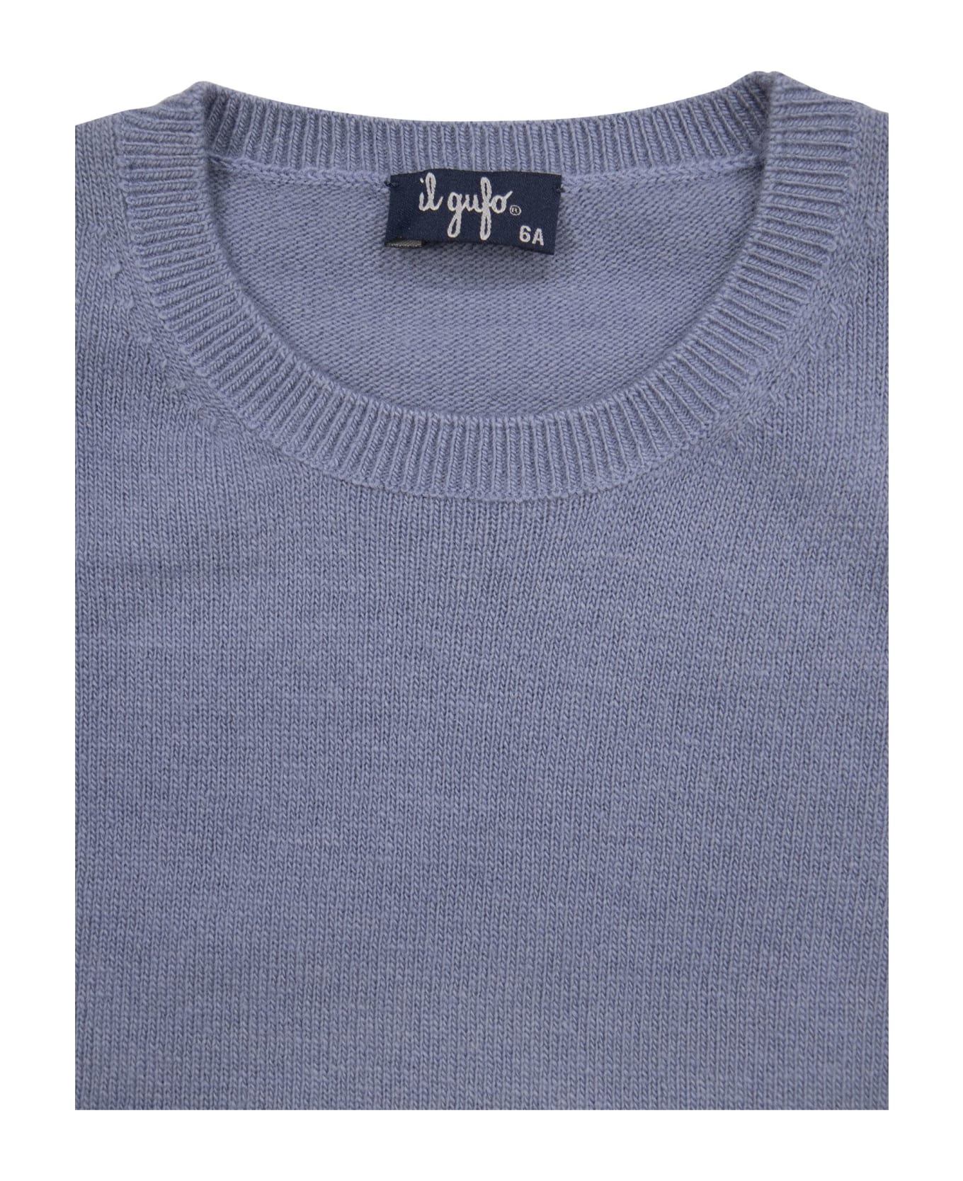Il Gufo Crew Neck Sweater In Wool - Blueberry ニットウェア＆スウェットシャツ
