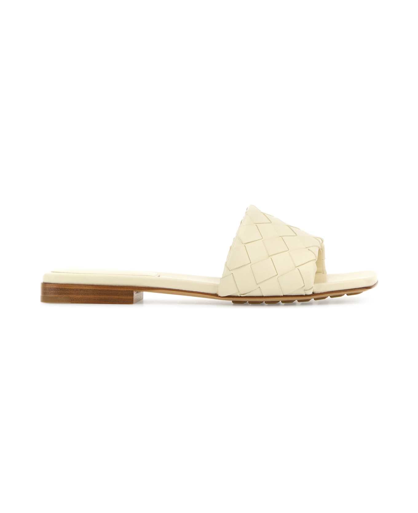 Bottega Veneta Ivory Leather Parco Slippers - SEASALT