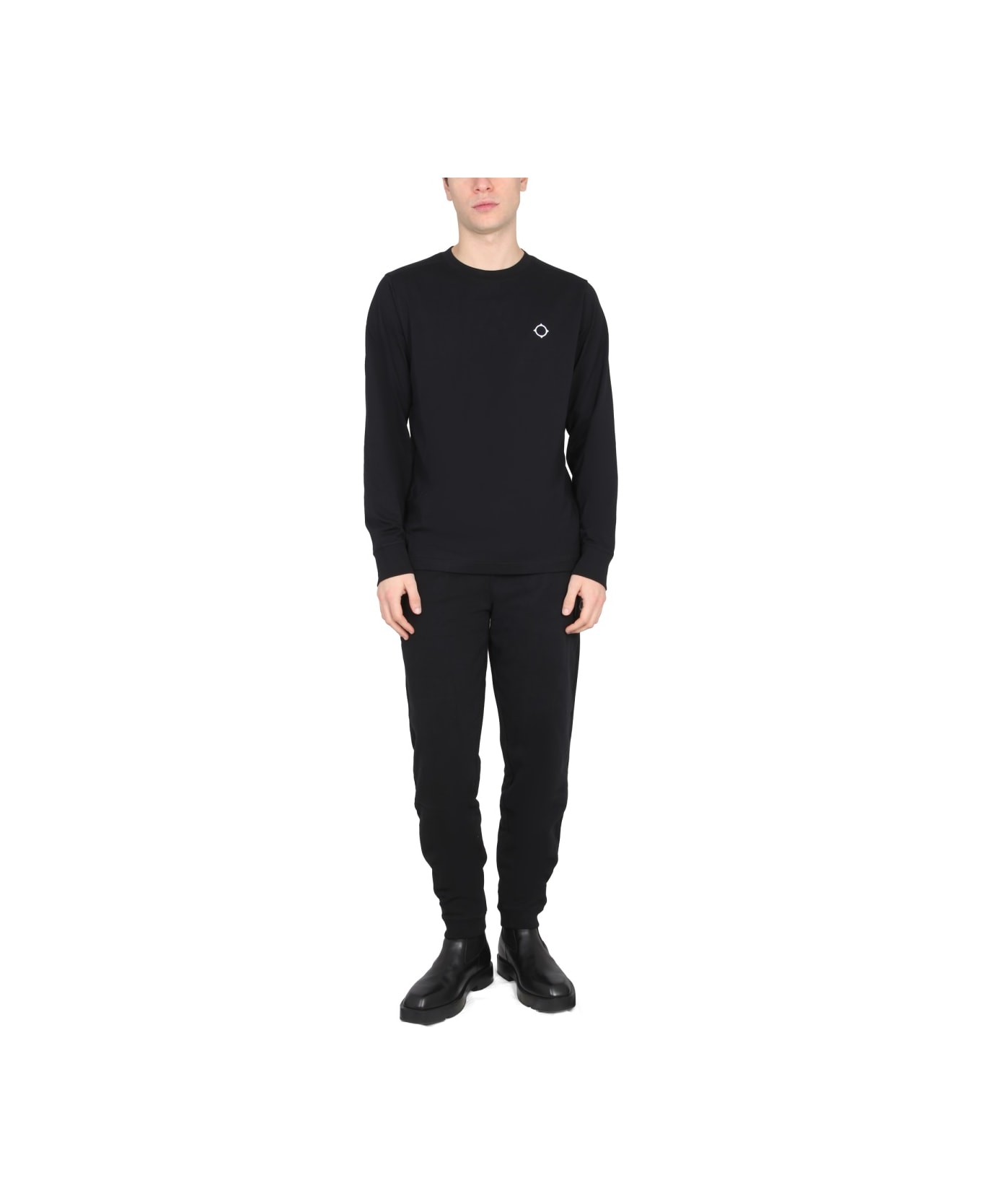Ma.Strum Jogging Pants With Iconic Label - BLACK