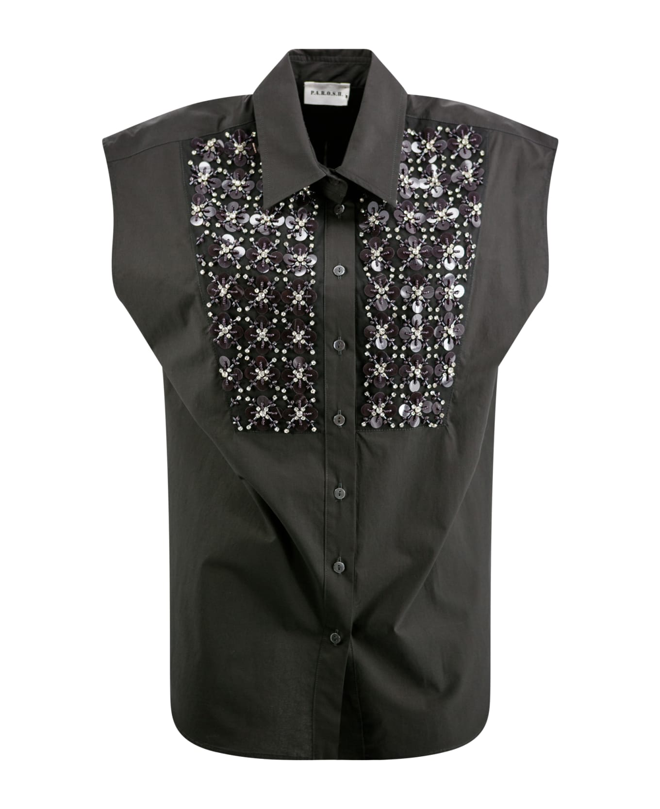 Parosh Shirt With Sequin Embroidery - Black