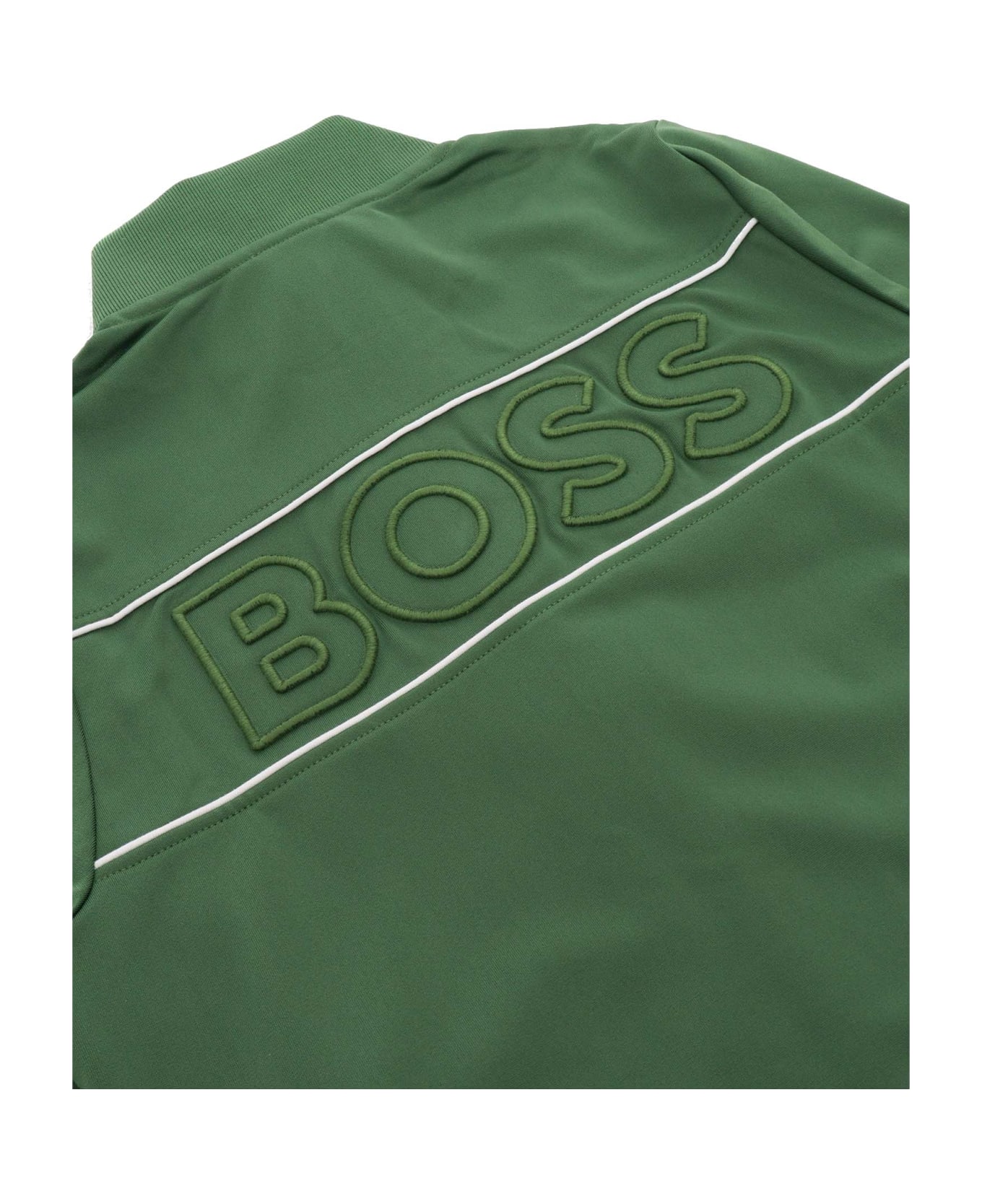 Hugo Boss Green Sweater With Zip Fastening - GREEN