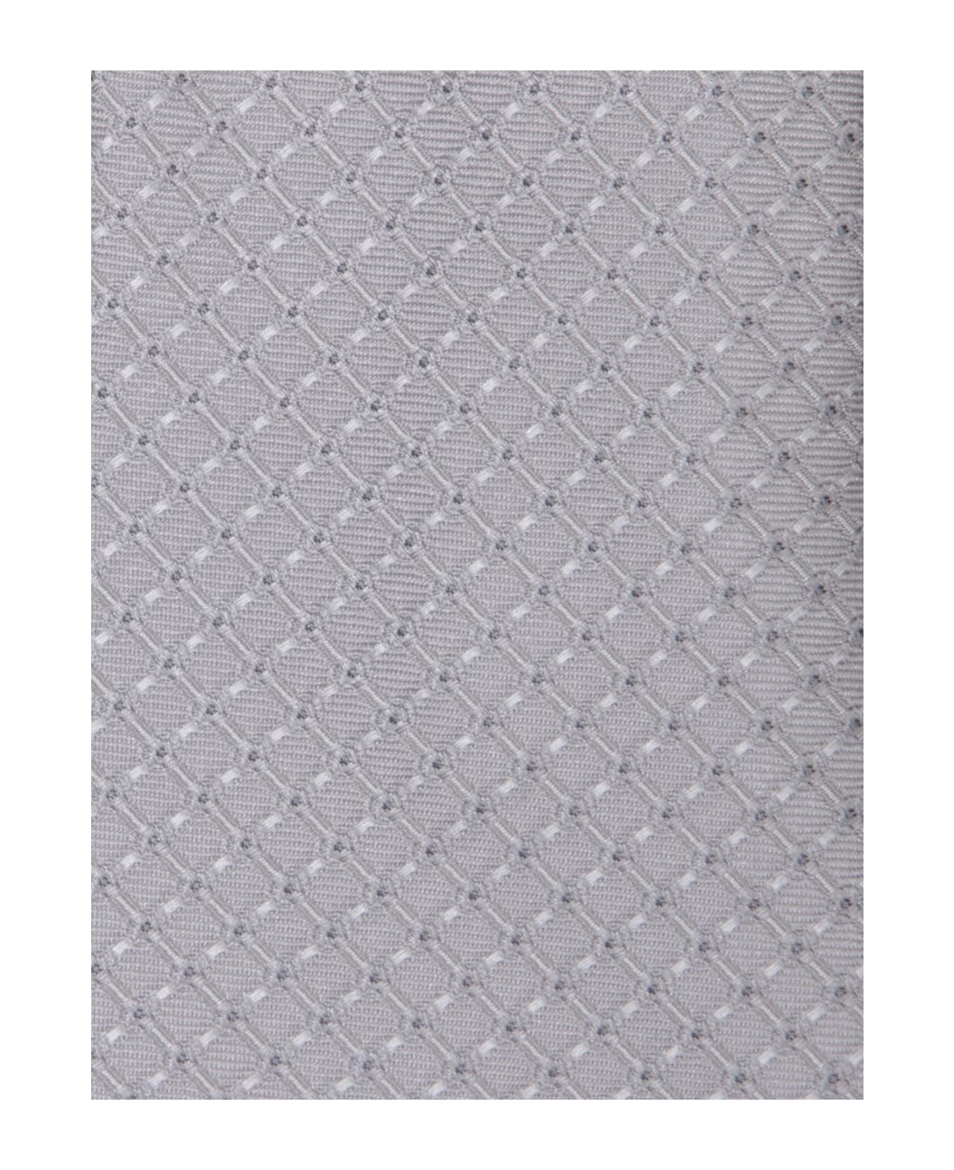 Canali Micropattern Rhombuses Grey Tie - White