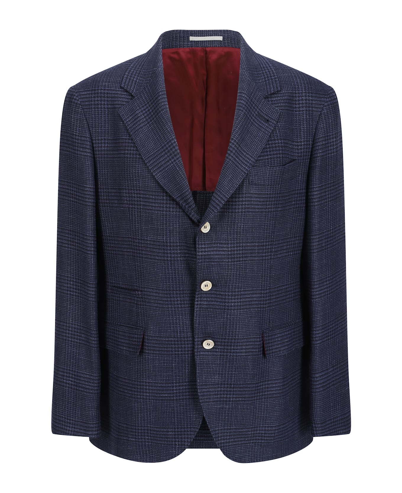 Brunello Cucinelli Check Single-breasted Blazer - Blu