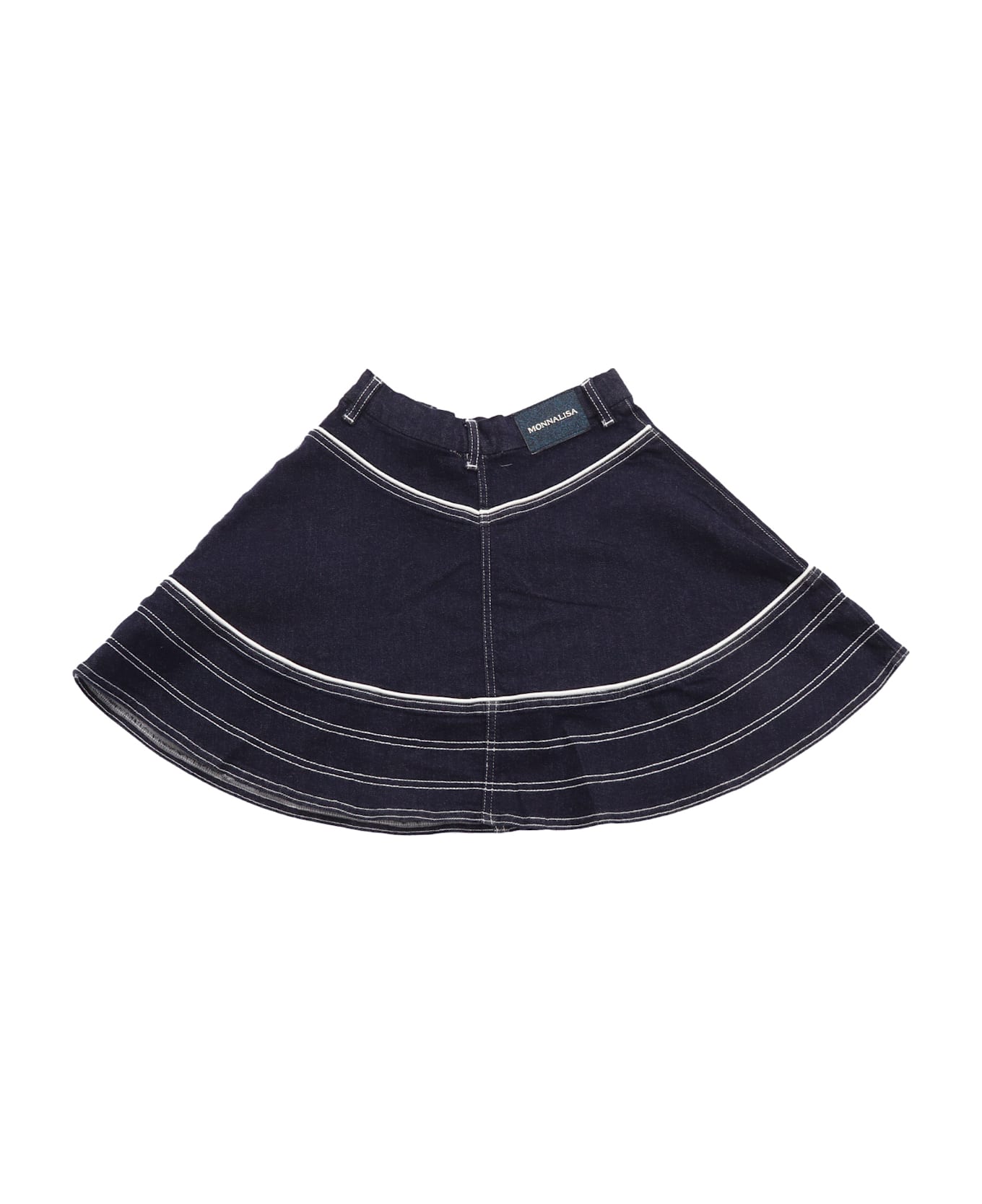 Monnalisa Denim Skirt With Heart Pockets - BLUE